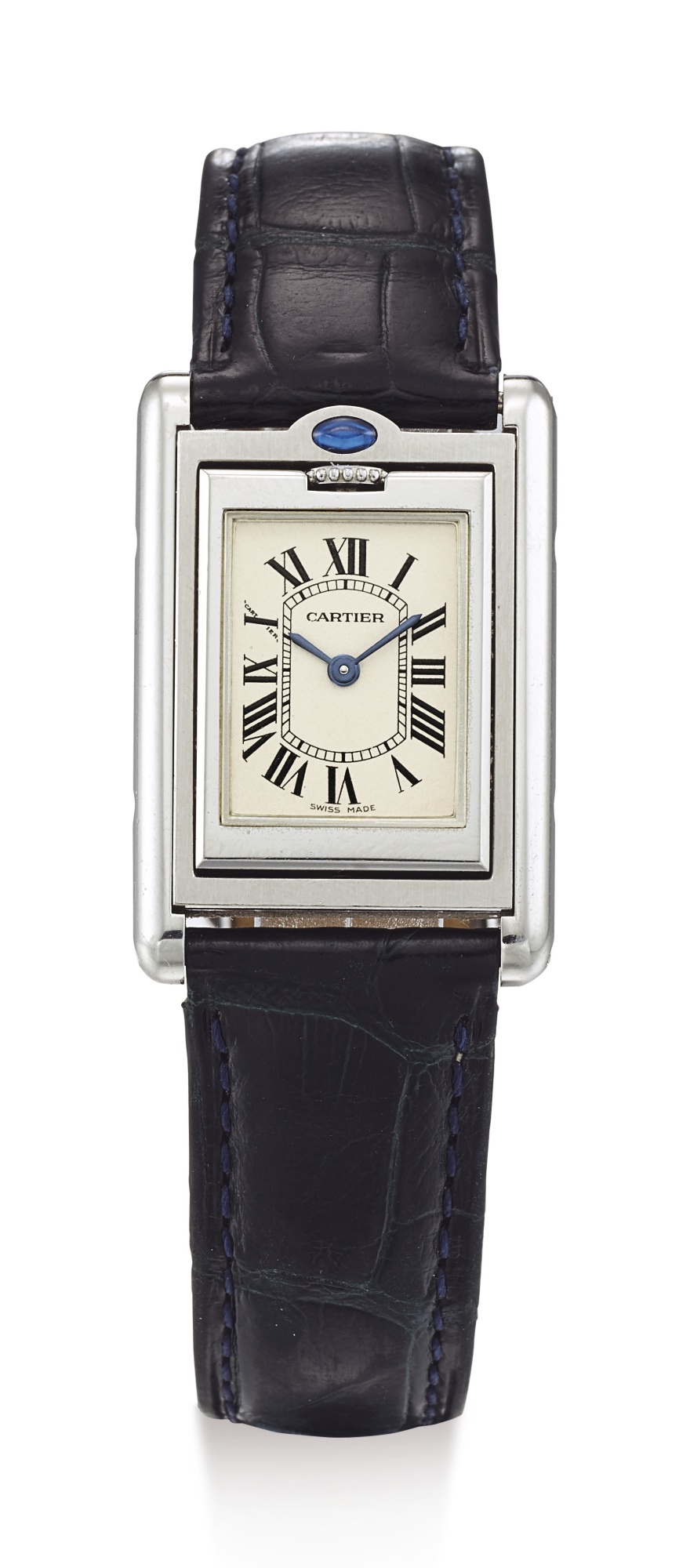 CARTIER, LADY'S A STAINLESS STEEL REVERSIBLE WRISTWATCH, TANK BASCULANTE