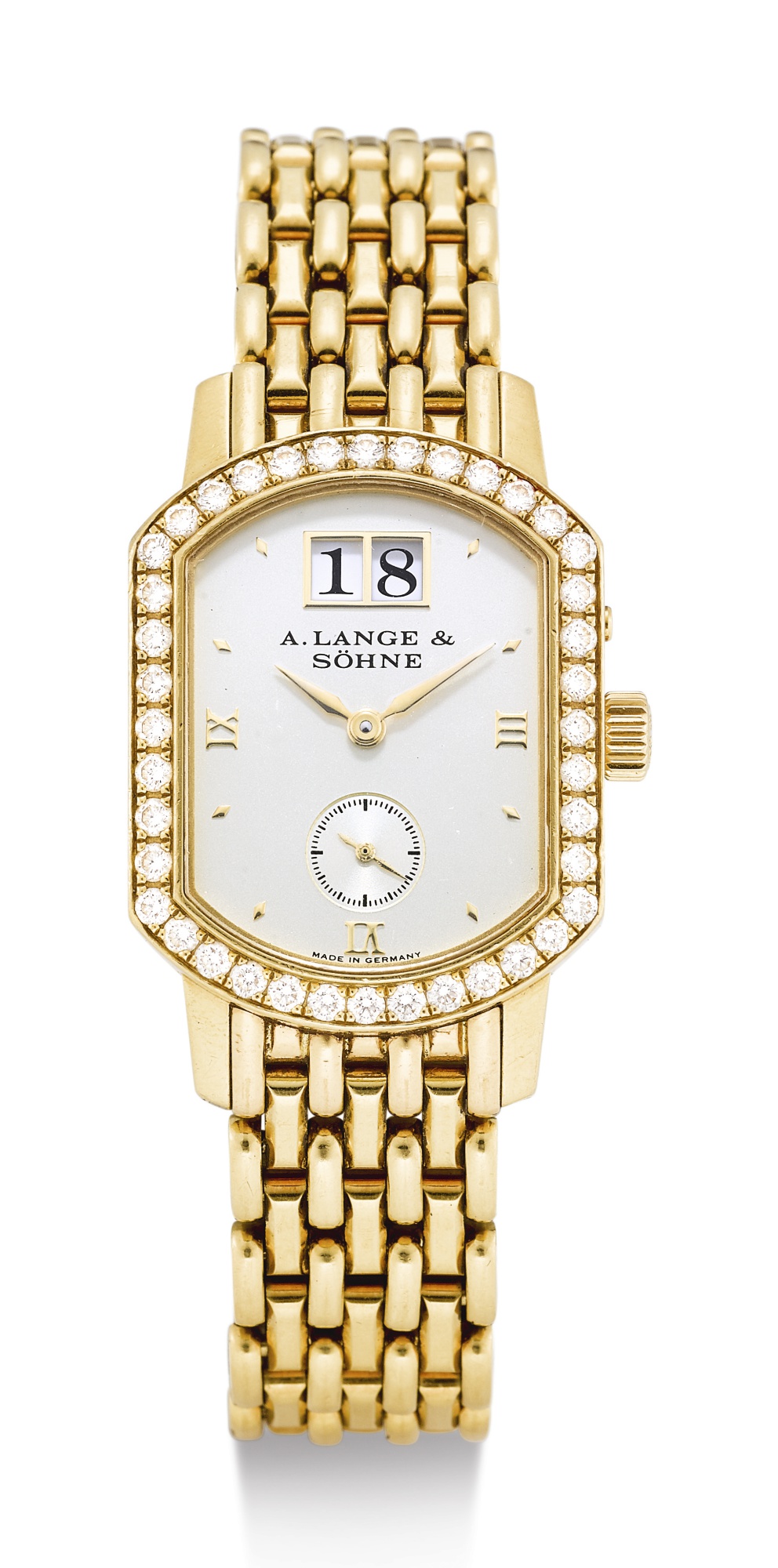 A.LANGE & SÖHNE, LADY'S YELLOW GOLD AND DIAMOND-SET WRISTWATCH WITH BRACELET AND DATE, ARKADE