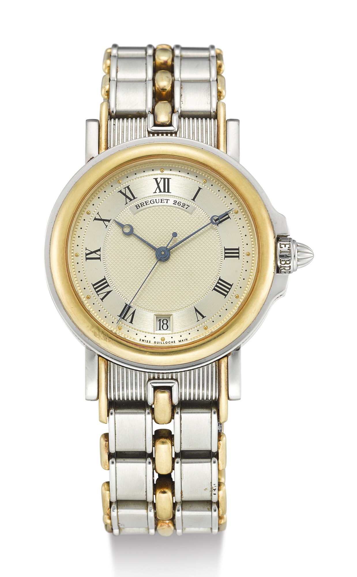 BREGUET, STAINLESS STEEL AND YELLOW GOLD WRISTWATCH WITH BRACELET, MARINE