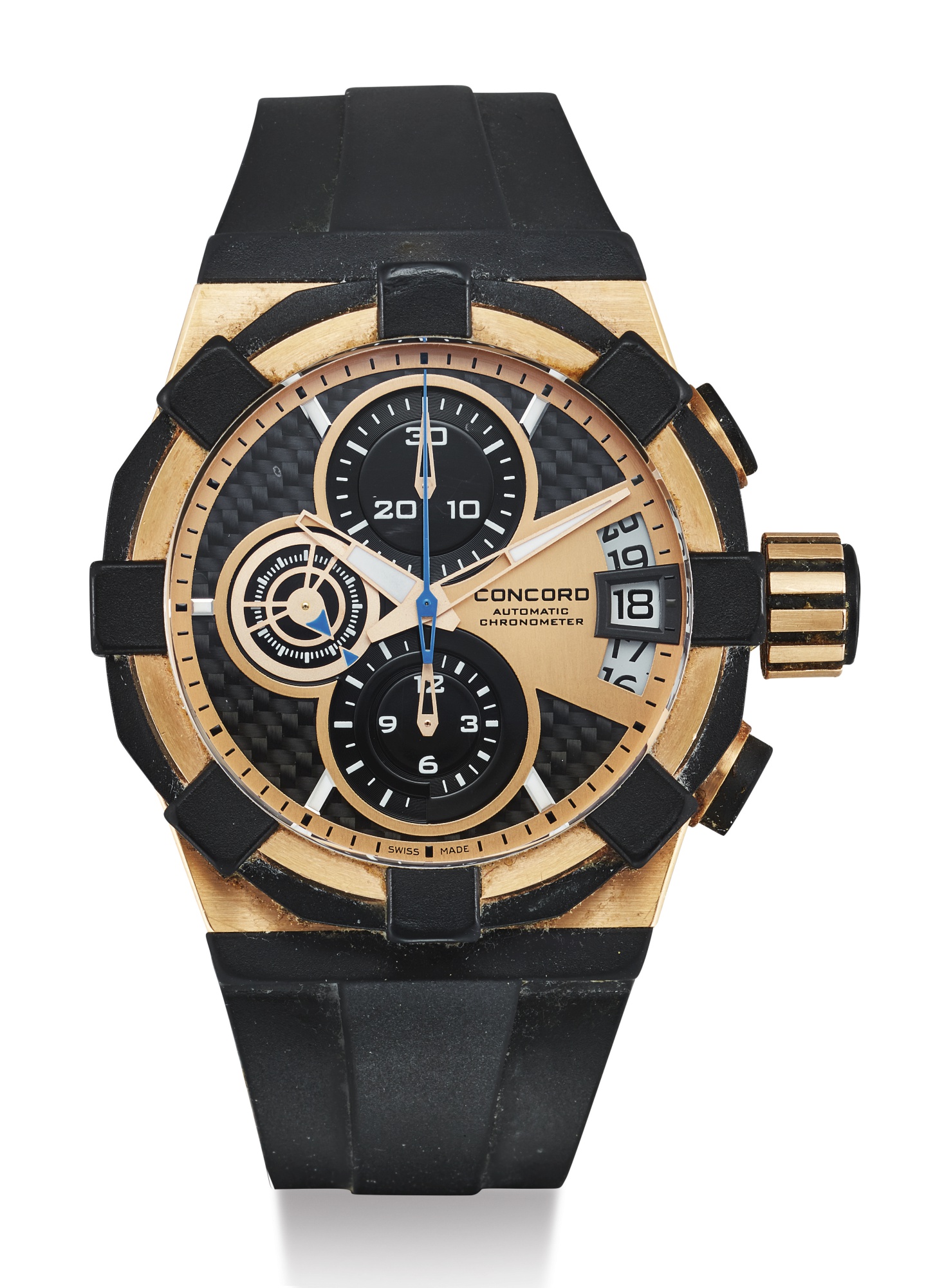 CONCORD, PINK GOLD AND PVD-COATED TITANIUM CHRONOGRAPH WRISTWATCH WITH DATE, C1 CHRONOGRAPH