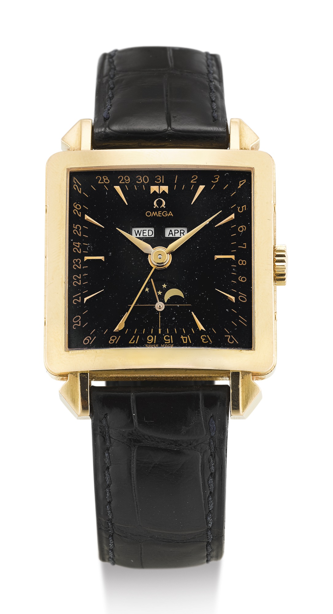 OMEGA, PINK GOLD TRIPLE CALENDAR WRISTWATCH WITH MOON-PHASES, MUSEUM 1951
