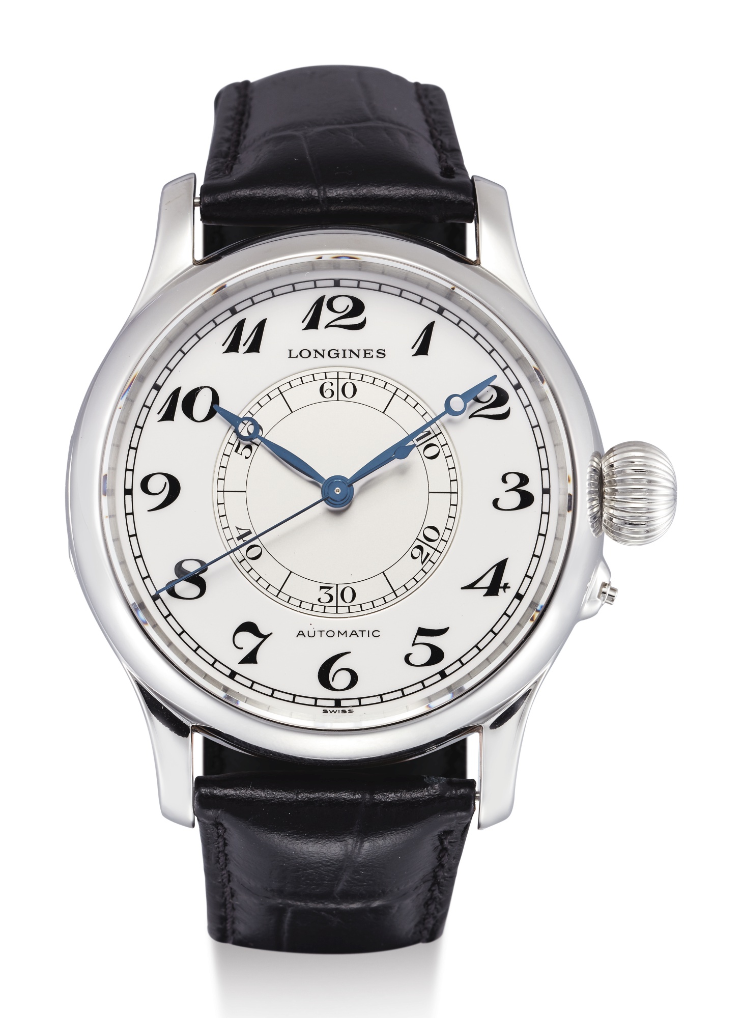 LONGINES, STAINLESS STEEL WRISTWATCH, HERITAGE WEEMS SECOND-SETTING, REF L2.713.4