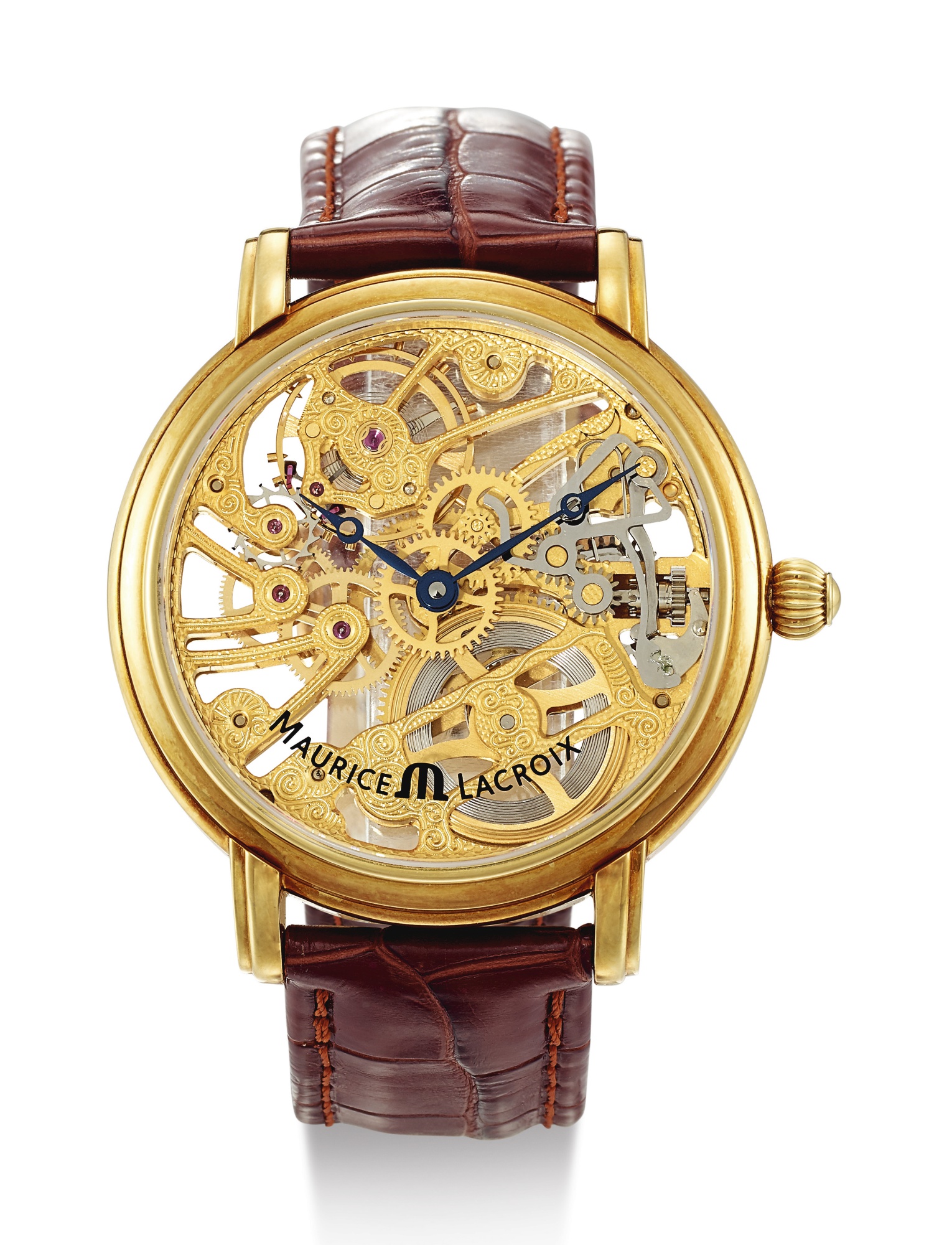 MAURICE LACROIX, YELLOW GOLD SKELETONIZED WRISTWATCH, MASTERPIECE SQUELETTE TRADITION, REF MP 7048
