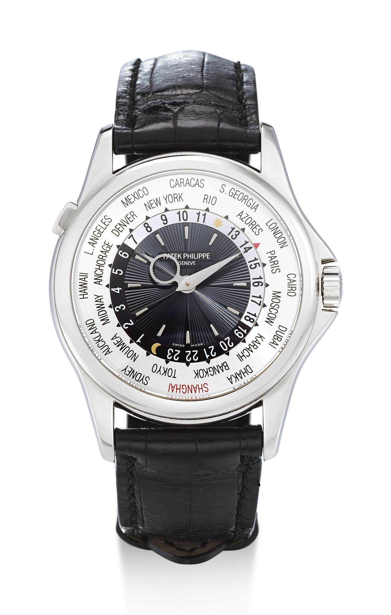 PATEK PHILIPPE, LIMITED EDITION WHITE GOLD WORLD TIME WRISTWATCH, MADE TO COMMEMORATE THE OPENING OF THE PATEK PHILIPPE SALON IN SHANGHAI, REF 5130G-018