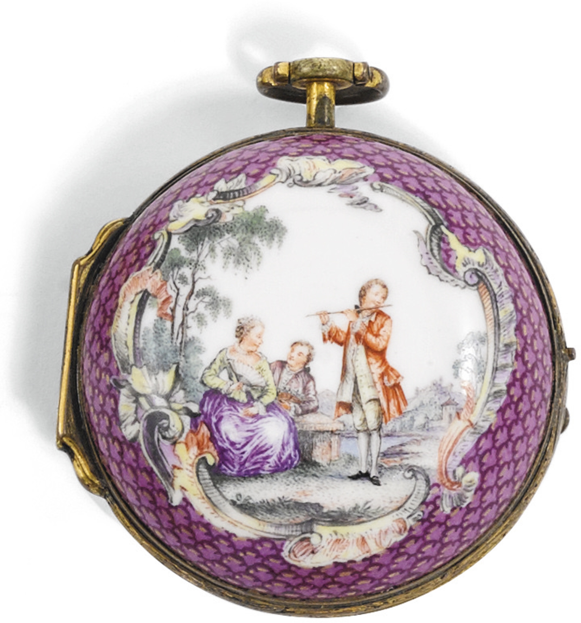 A Meissen porcelain cased pocket watch, circa 1760