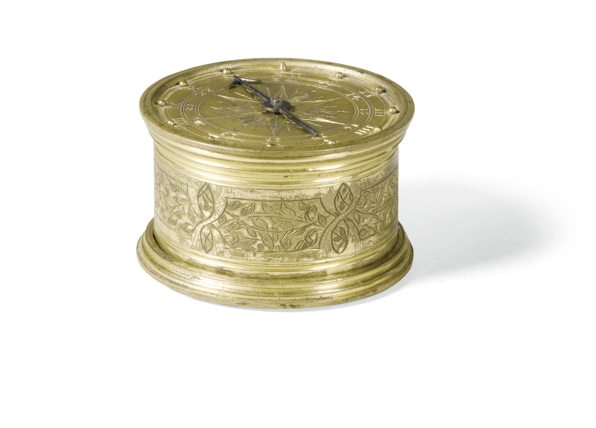 German gilt-brass drum timepiece