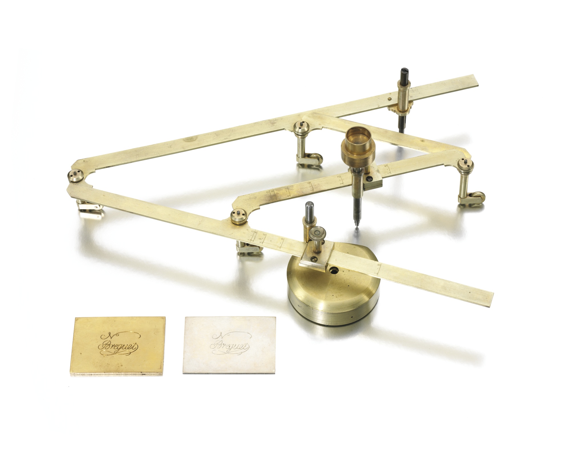 A brass pantograph used for engraving Breguet's secret signatures