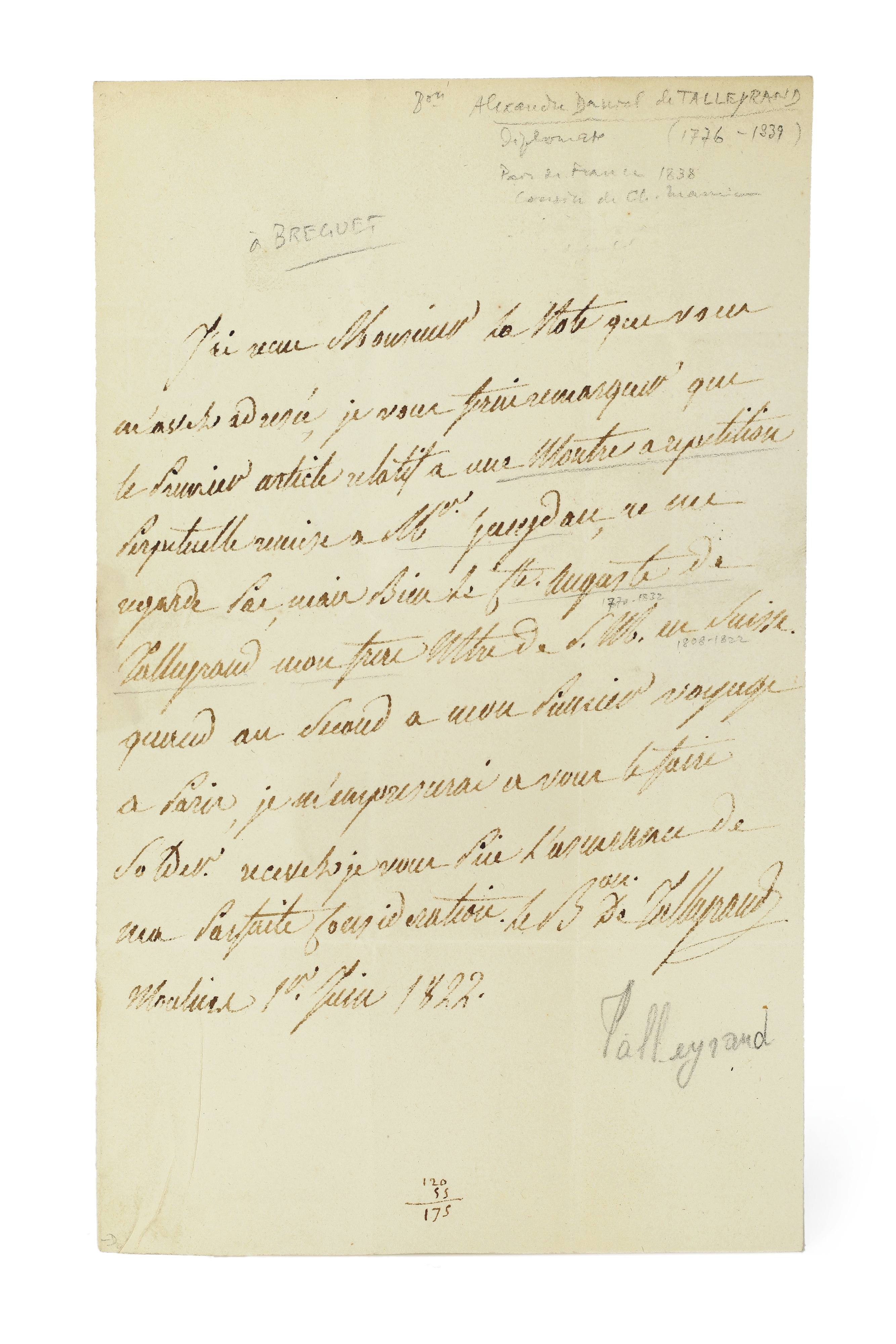 Letter to Breguet