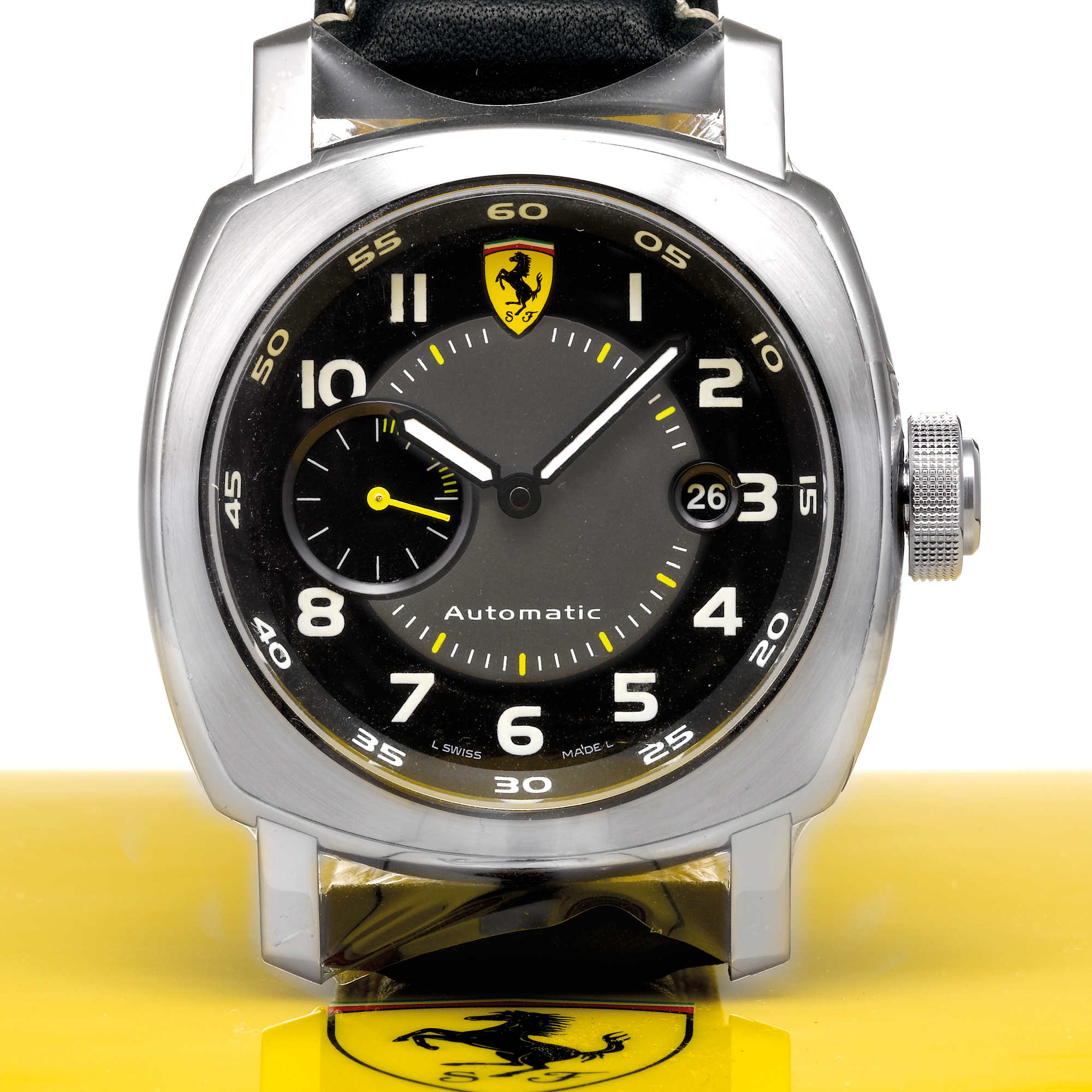 Panerai, AN OVERSIZED STAINLESS STEEL LIMITED EDITION CUSHION FORM AUTOMATIC WRISTWATCH WITH DATE CIRCA 2007 FER 00002 FERRARI NO 226/1000