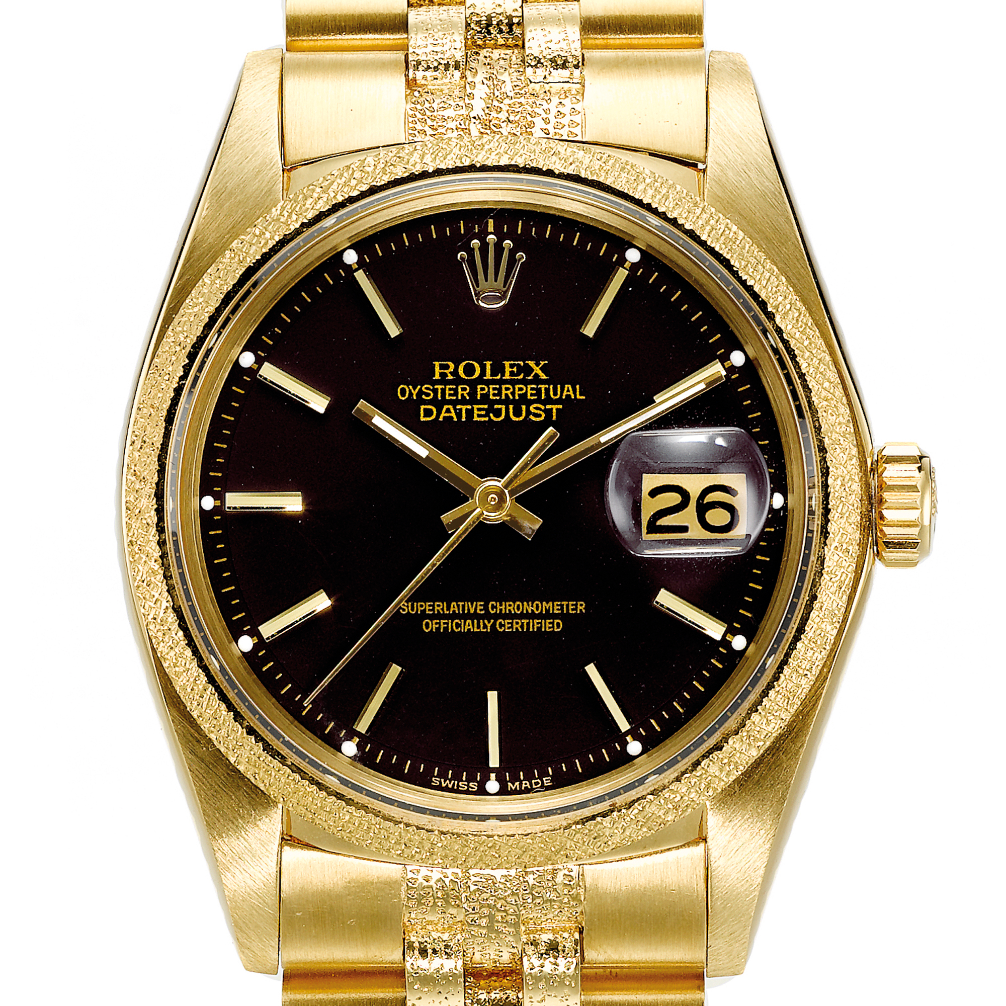 Rolex, A YELLOW GOLD AUTOMATIC CENTER SECONDS WRISTWATCH WITH DATE AND BRACELET CIRCA 1974 REF 1611 OYSTER PERPETUAL DATEJUST