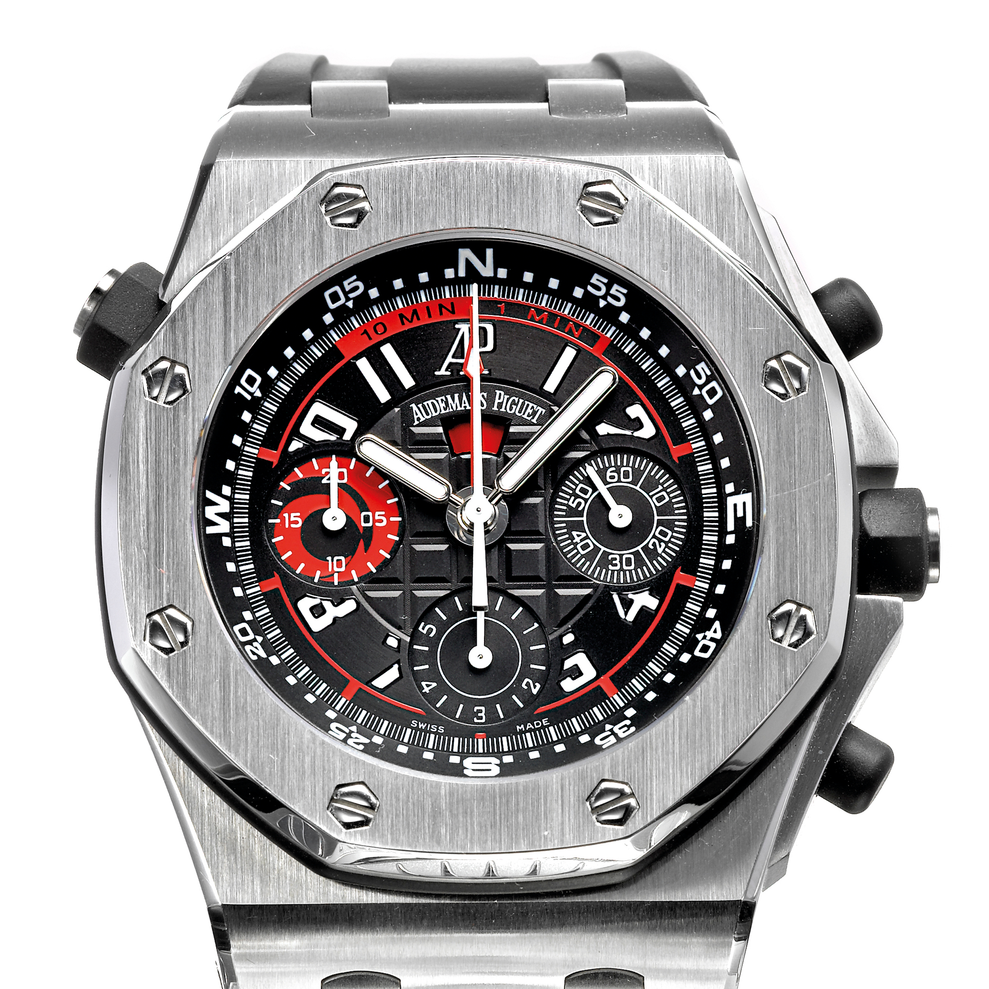 Audemars Piguet, AN OVERSIZED STAINLESS STEEL CHRONOGRAPH WRISTWATCH WITH REGISTERS AND REGATTA COUNTDOWN CIRCA 2003 ROYAL OAK OFFSHORE ALINGHI TEAM NO 1018/1250