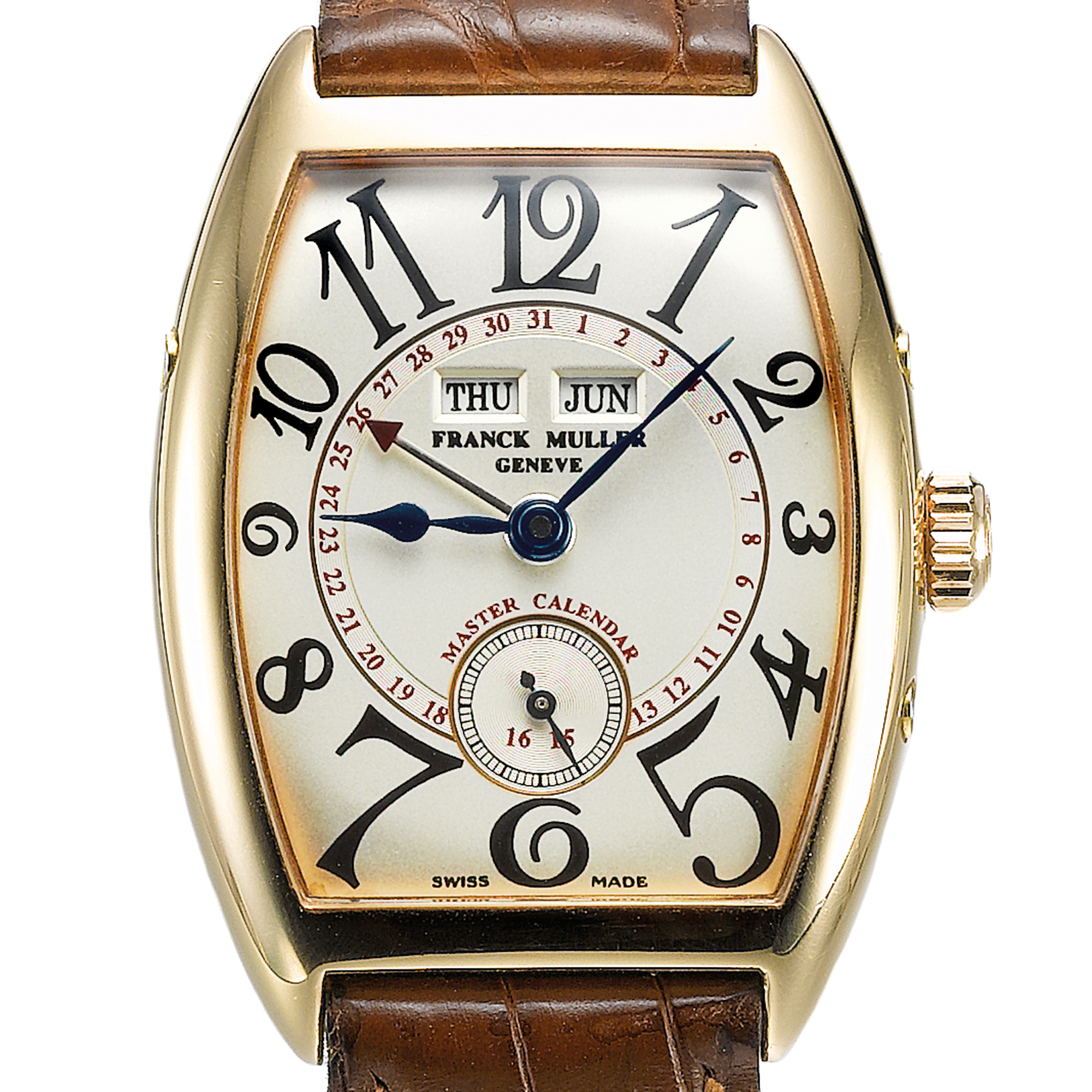 Franck Muller, A PINK GOLD TRIPLE CALENDAR TONNEAU FORM WRISTWATCH WITH SUBSIDIARY SECONDS CIRCA 1998 REF 7501 MASTER CALENDAR NO 31