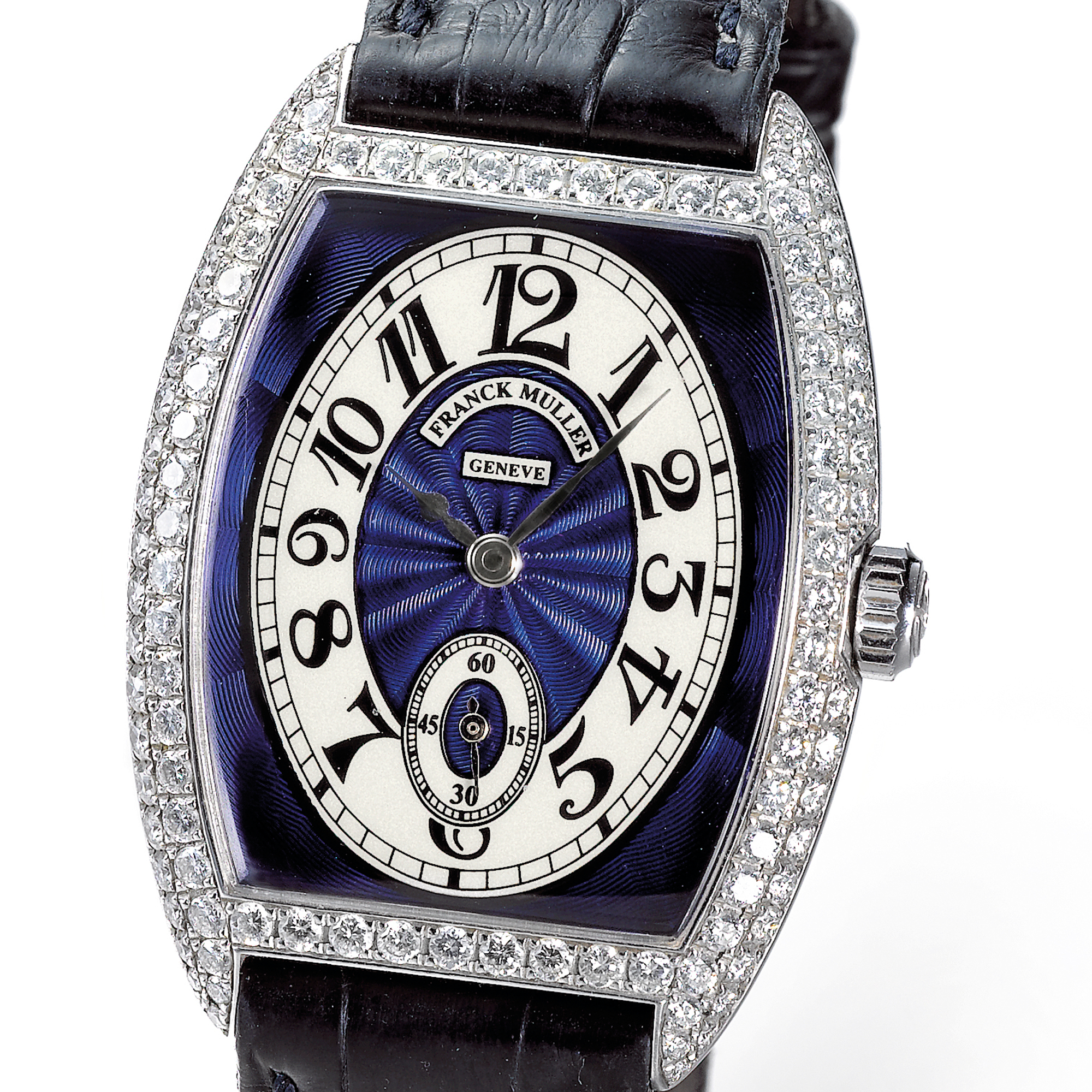 Franck Muller, A LADY'S FINE WHITE GOLD AND DIAMOND SET ATUOMATIC TONNEAU FORM WRISTWATCH CIRCA 2002 REF 7502 S6D CHRONOMETRO NO 15