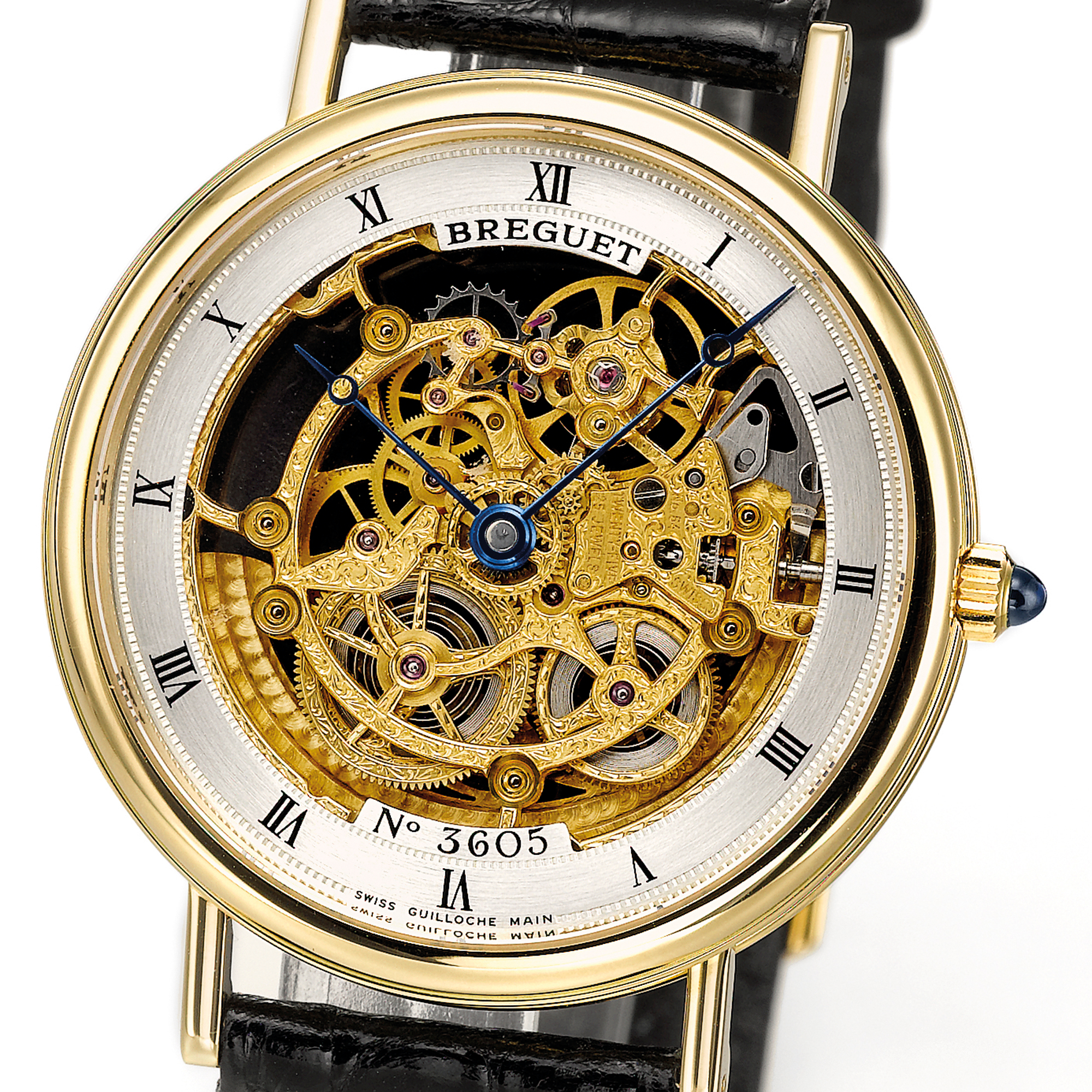 Breguet, A FINE LIMITED SERIES YELLOW GOLD SKELETONIZED AUTOMATIC WRISTWATCH CIRCA 1995 REF 3517 JUBILE 1775-1995 NO 3605