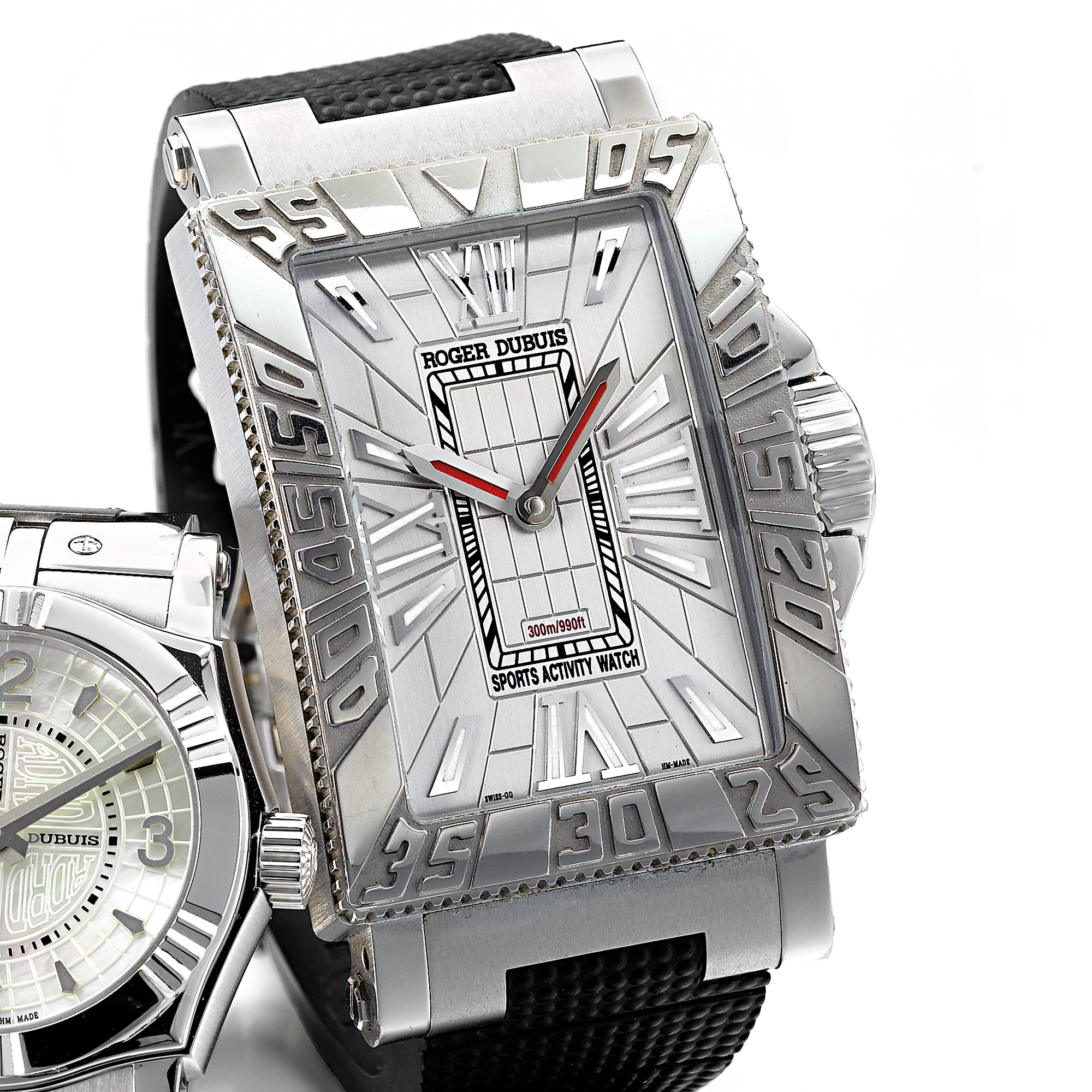 Roger Dubuis, AN OVERSIZED LIMITED EDITION STAINLESS STEEL AUTOMATIC RECTANGULAR WRISTWATCH CIRCA 2005 SEA MORE NO 131/280 