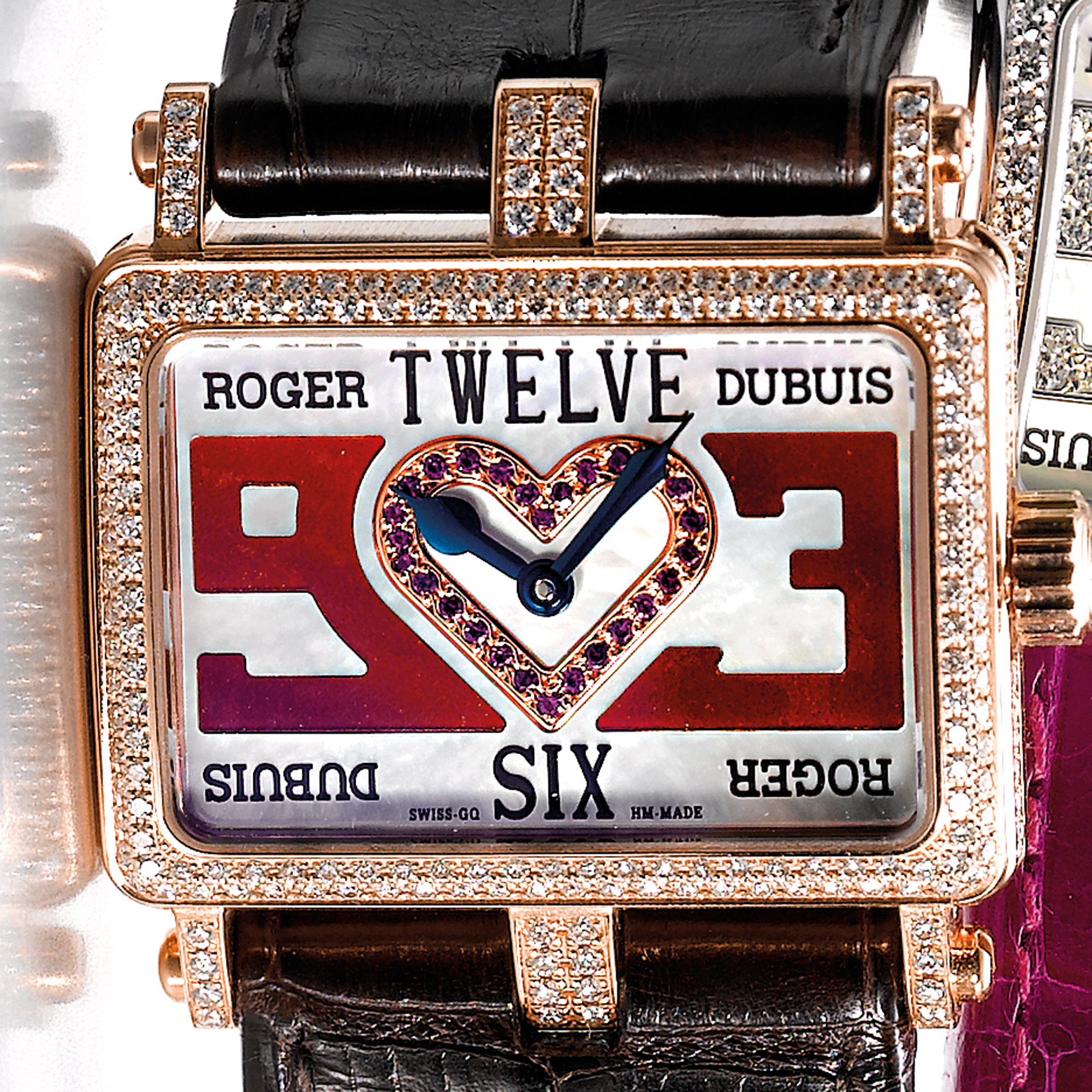 Roger Dubuis, A LADY'S LIMITED EDITION FINE PINK GOLD AND DIAMOND AND RUBY SET WRISTWATCH WITH MOTHER-OF-PEARL DIAL CIRCA 2007 TOOMUCH NO 75/888 