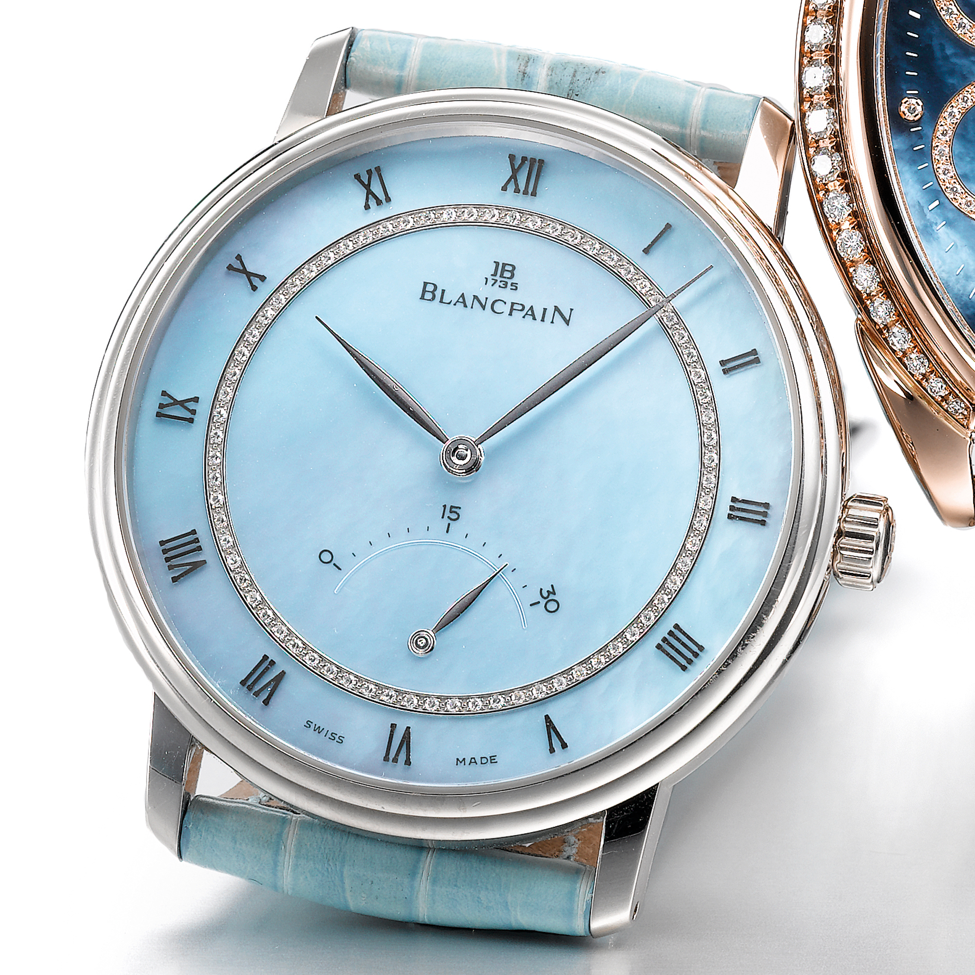Blancpain, A LADY'S LARGE WHITE GOLD AUTOMATIC WRISTWATCH WITH MOTHER-OF-PEARL DIAL AND RETROGRADE SECONDS CIRCA 2003