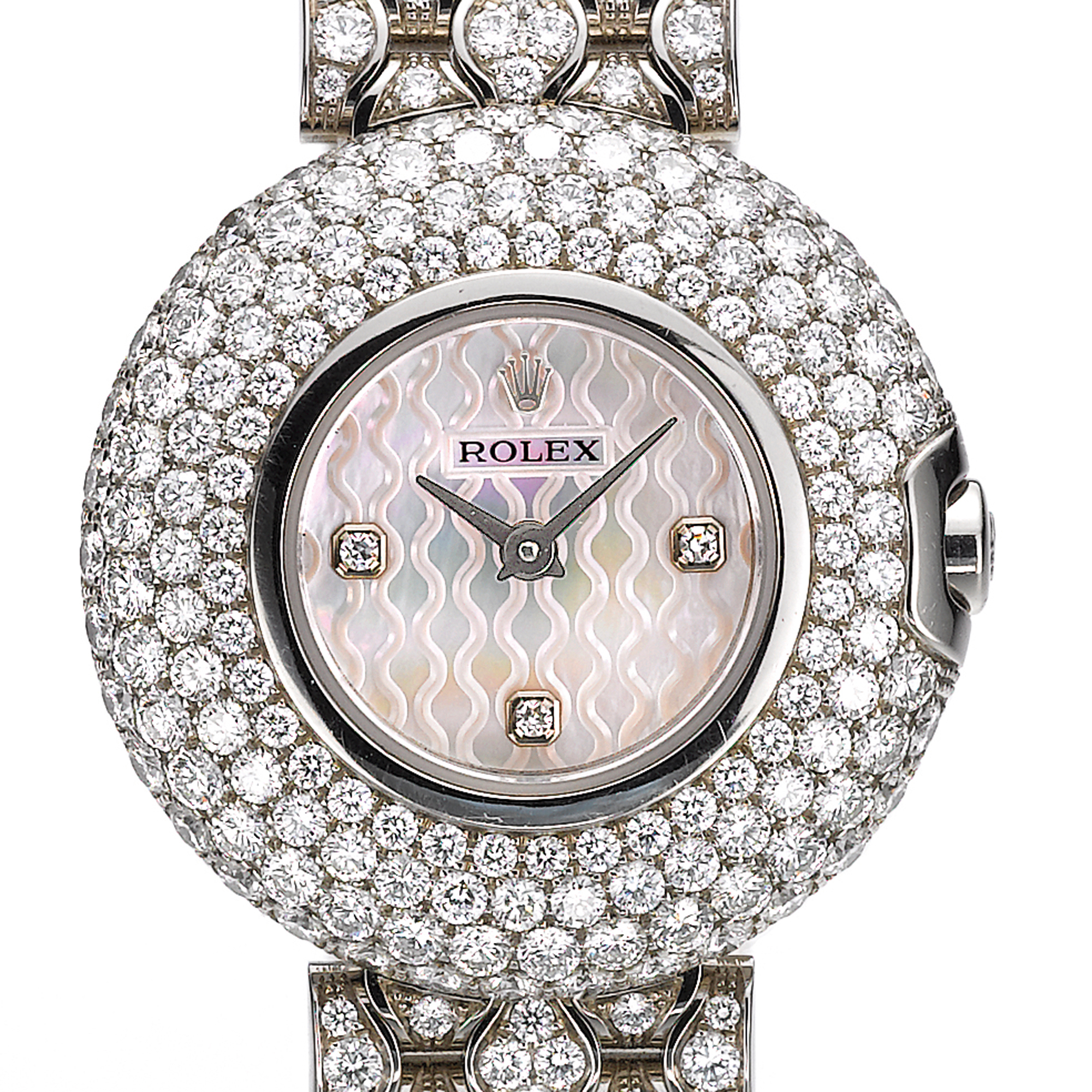 Rolex, A LADY'S WHITE GOLD AND DIAMOND SET WRISTWATCH WITH MOTHER-OF-PEARL DIAL AND BRACELET CIRCA 2005 ORCHID