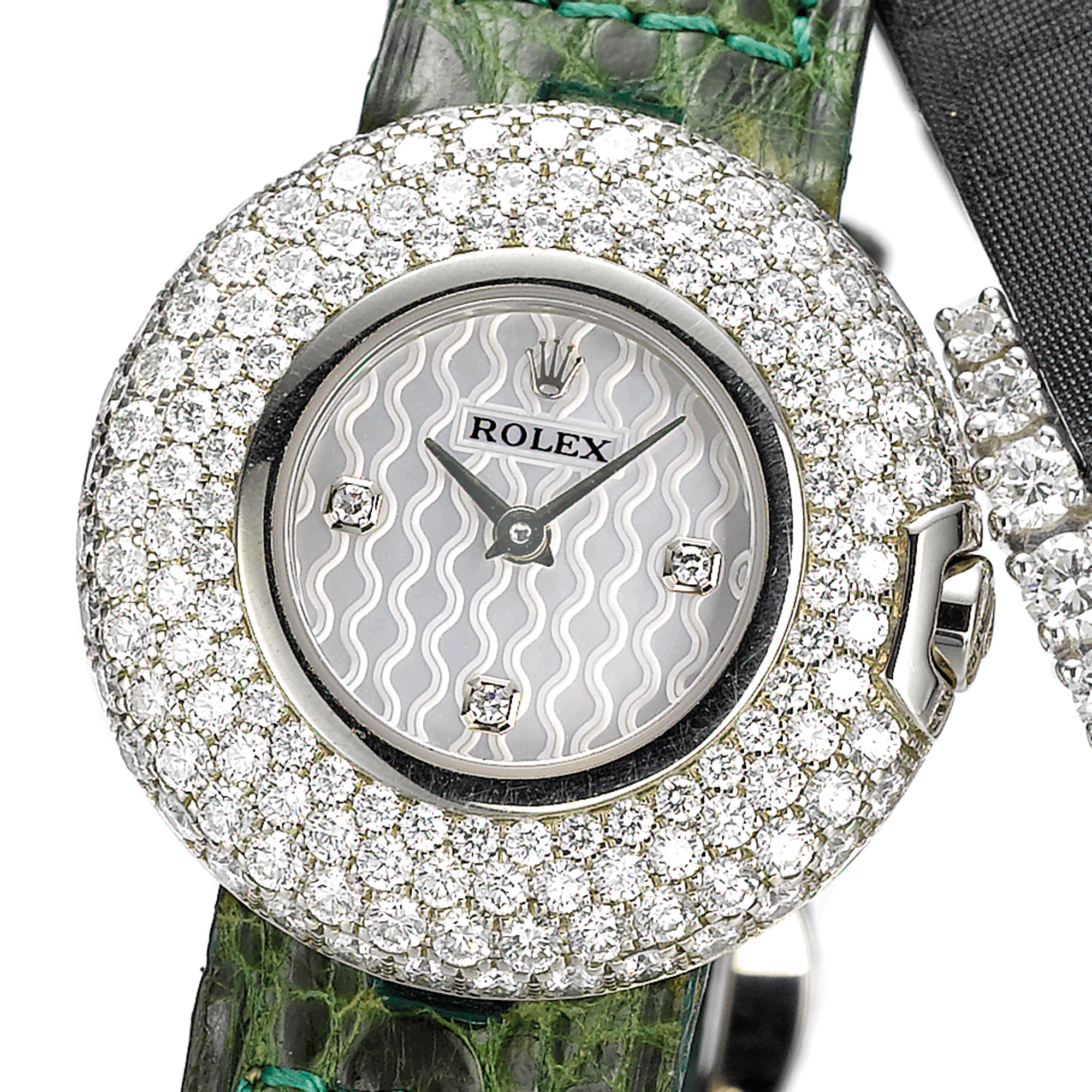 Rolex, A LADY'S WHITE GOLD AND DIAMOND SET WRISTWATCH WITH MOTHER-OF-PEARL DIAL CIRCA 2005 ORCHID 