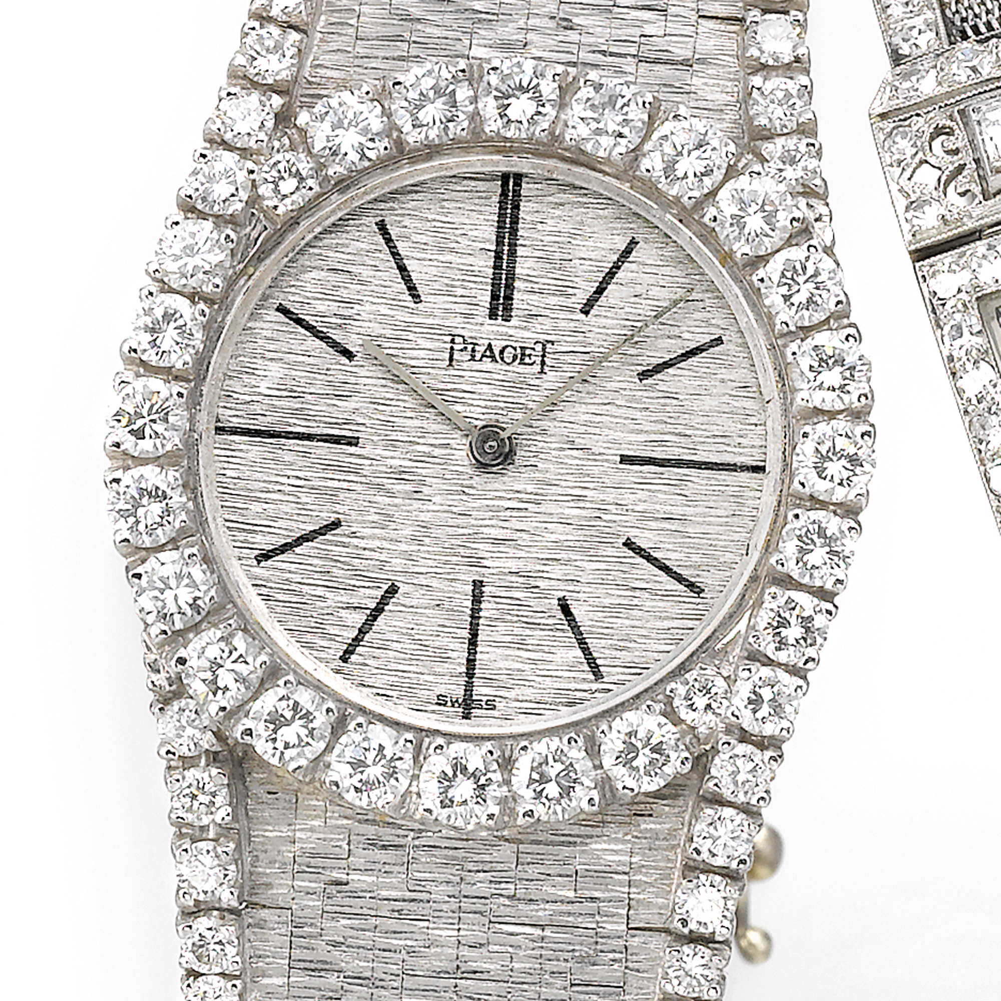 Piaget, A LADY'S FINE WHITE GOLD AND DIAMOND SET BRACELET WATCH CIRCA 1970