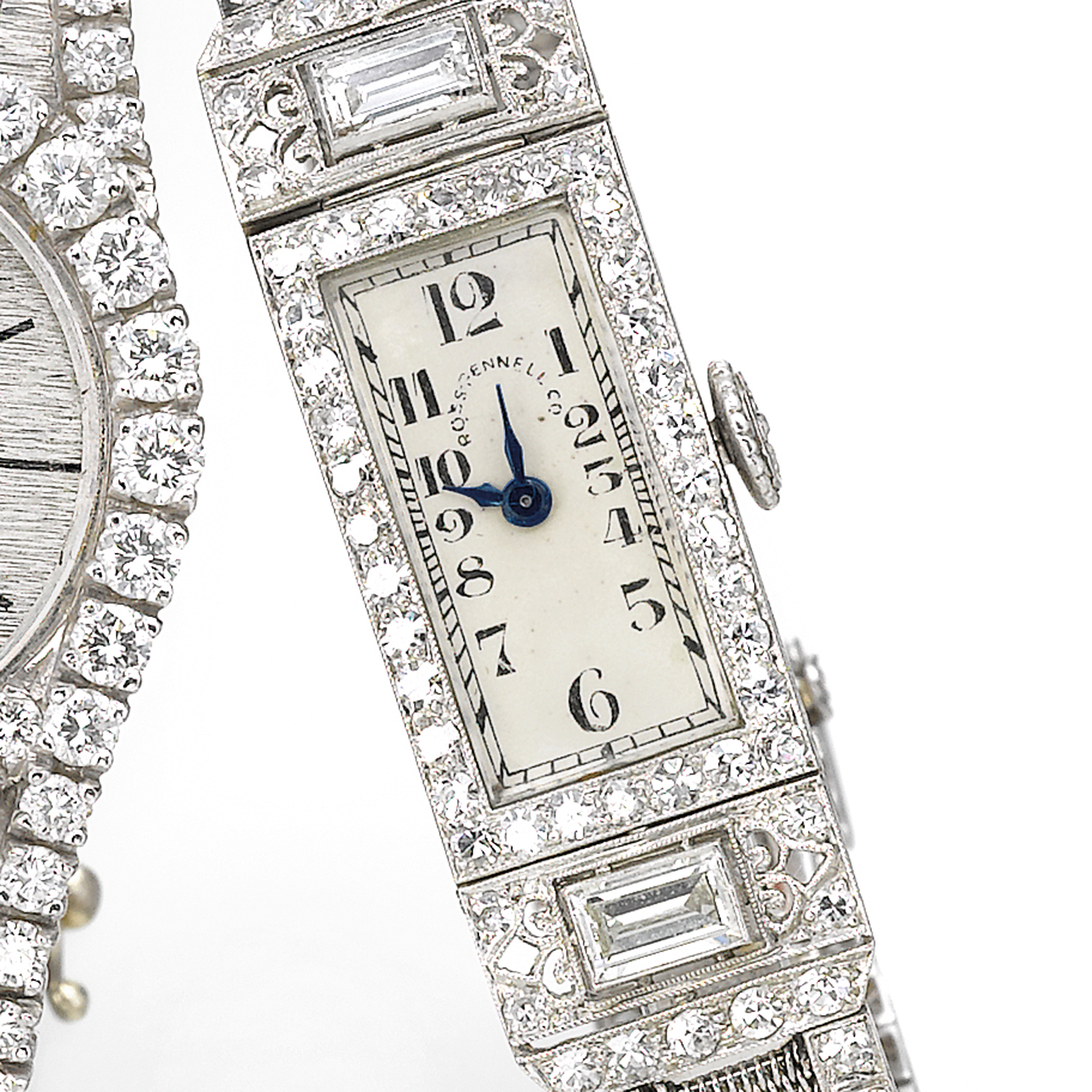 Vacheron Constantin, A LADY'S PLATINUM AND DIAMOND SET RECTANGULAR BRACELET WATCH RETAILED BY ROSS PENNELL CO. CIRCA 1940