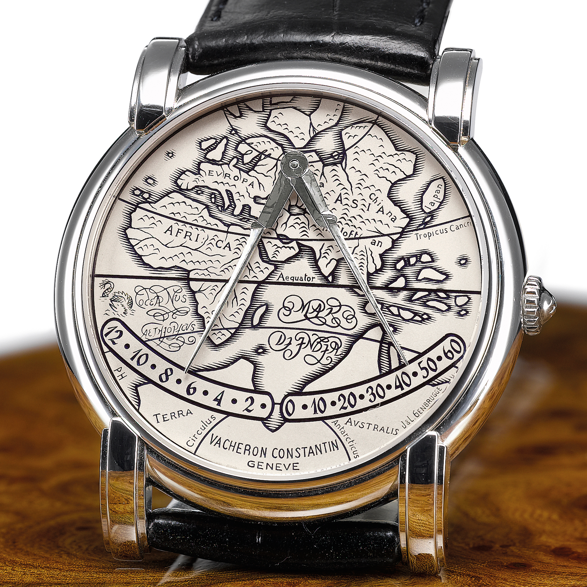 Vacheron Constantin, AN UNUSUAL AND RARE PLATINUM DOUBLE RETROGRADE AUTOMATIC WRISTWATCH CIRCA 1994 MERCATOR