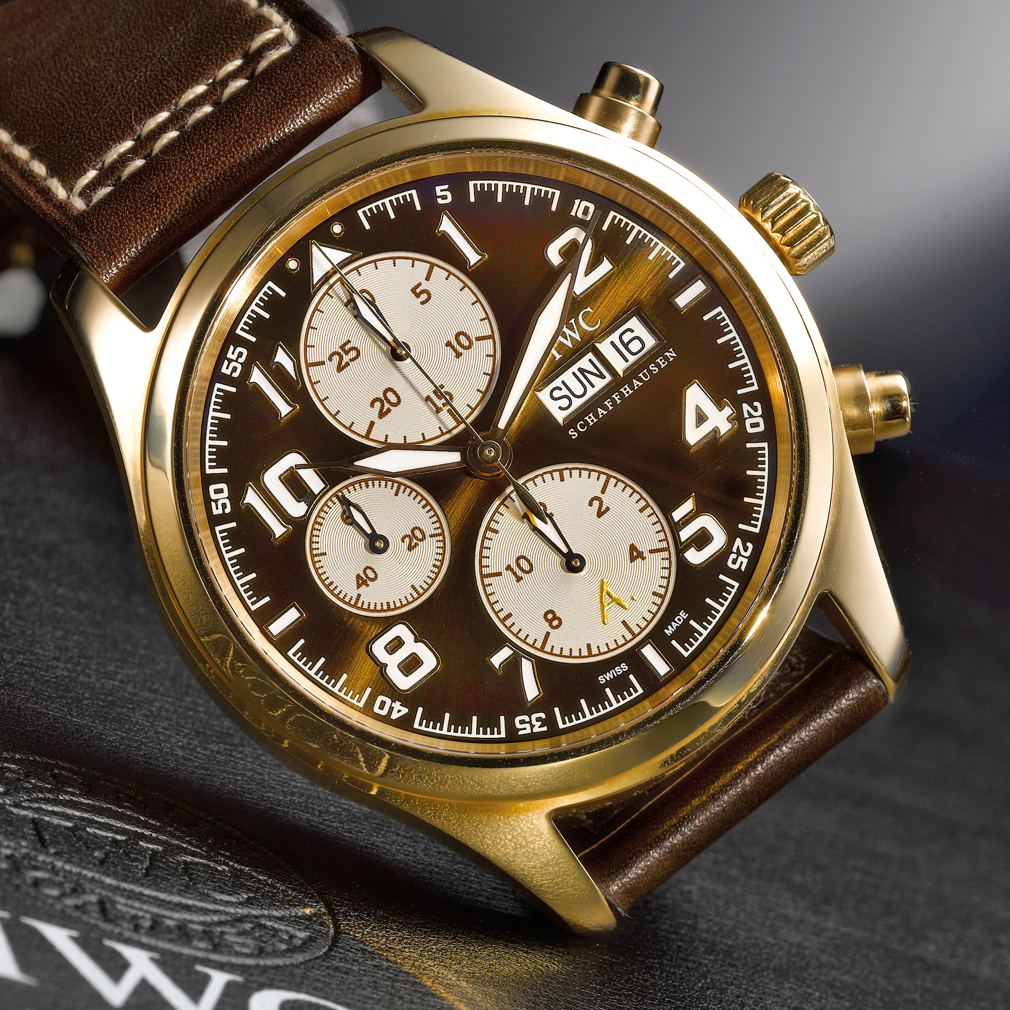 International Watch Co., A FINE AND OVERSIZED LIMITED EDITION PINK GOLD AUTOMATIC CHRONOGRAPH WRISTWATCH CIRCA 2005 REF 3717 CASE 3190357 ANTOINE DE SAINT EXUPERY 079/250
