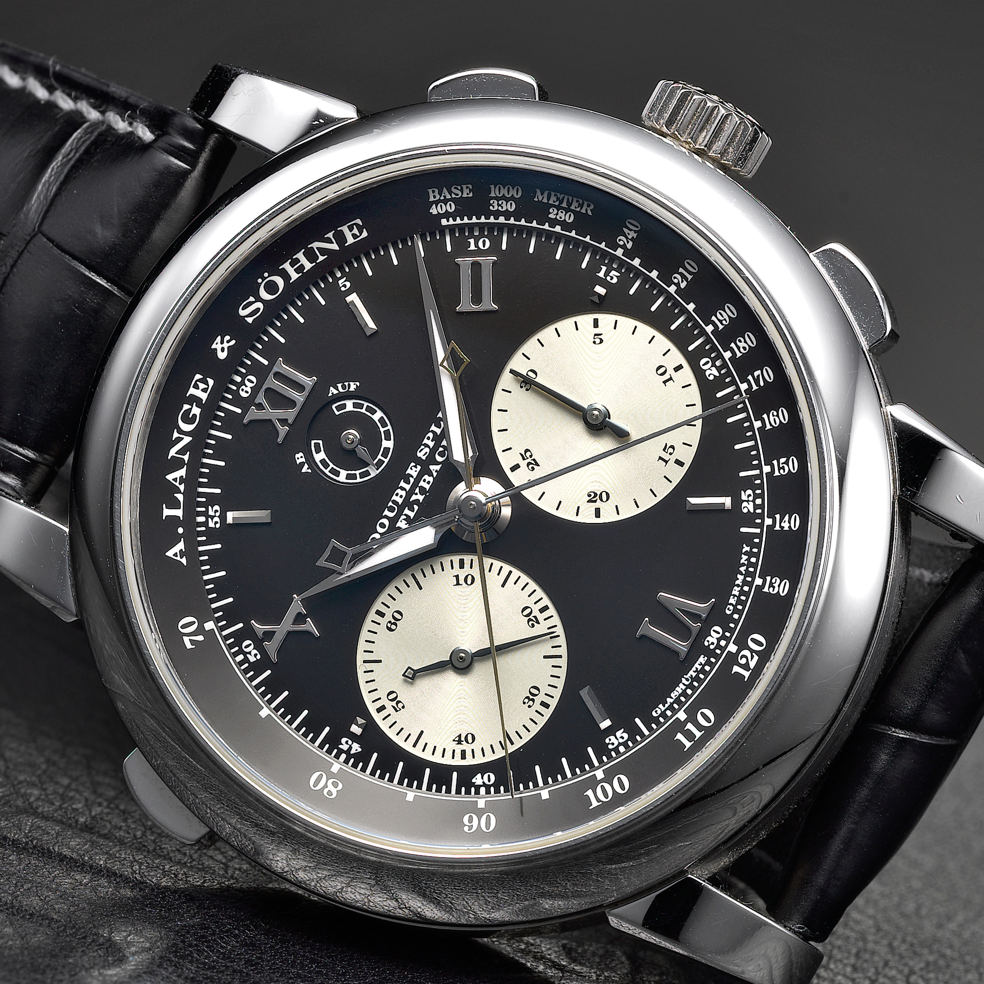 A. Lange & Sohne, A VERY FINE PLATINUM SPILT SECONDS CHRONOGRAPH WRISTWATCH WITH FLY BACK, REGISTER AND POWER RESERVE INDICATION CIRCA 2006 DOUBLE SPILT FLYBACK