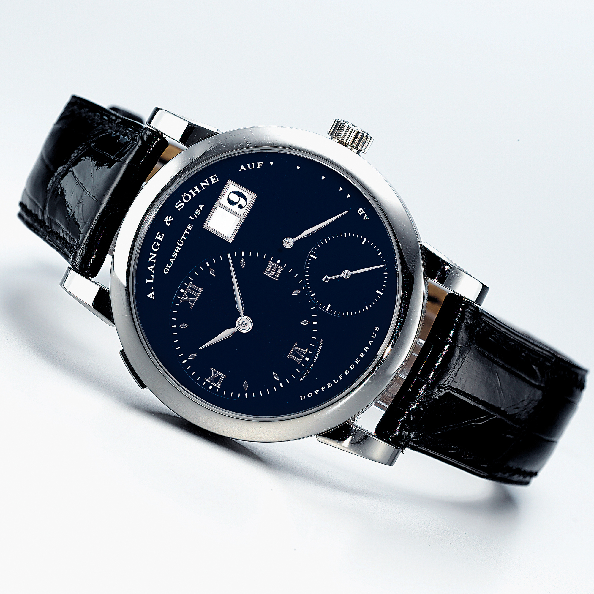 A. Lange & Söhne, A WHITE GOLD WRISTWATCH WITH ECCENTRIC DIAL, OVERSIZED DATE AND POWER RESERVECIRCA 2004 LANGE 1 NO 3571