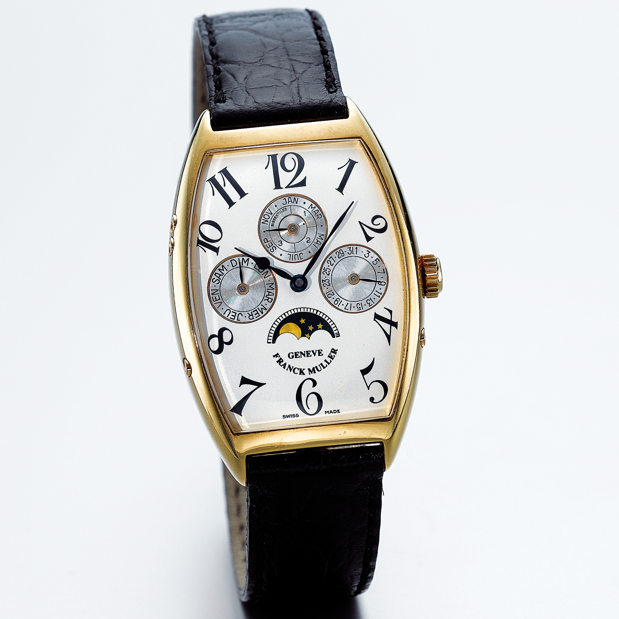 FRANCK MULLER, A FINE GOLD AUTOMATIC PERPETUAL CALENDAR WRISTWATCH WITH MOON-PHASESCIRCA 1994 REF 2850 QP