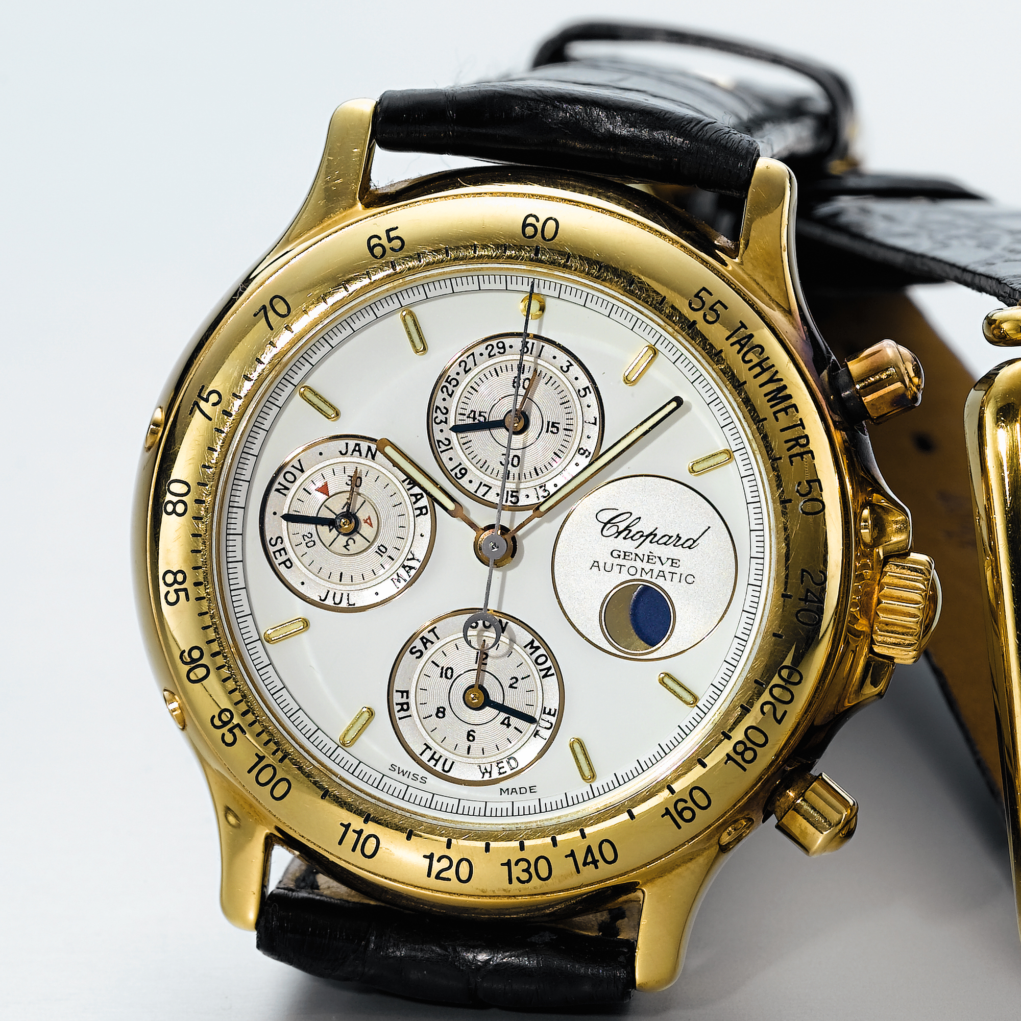 CHOPARD, A LIMITED EDITION GOLD AUTOMATIC PERPETUAL CALENDAR CHRONOGRAPH WRISTWATCH WITH MOON-PHASESCIRCA 2000 NO 06/50