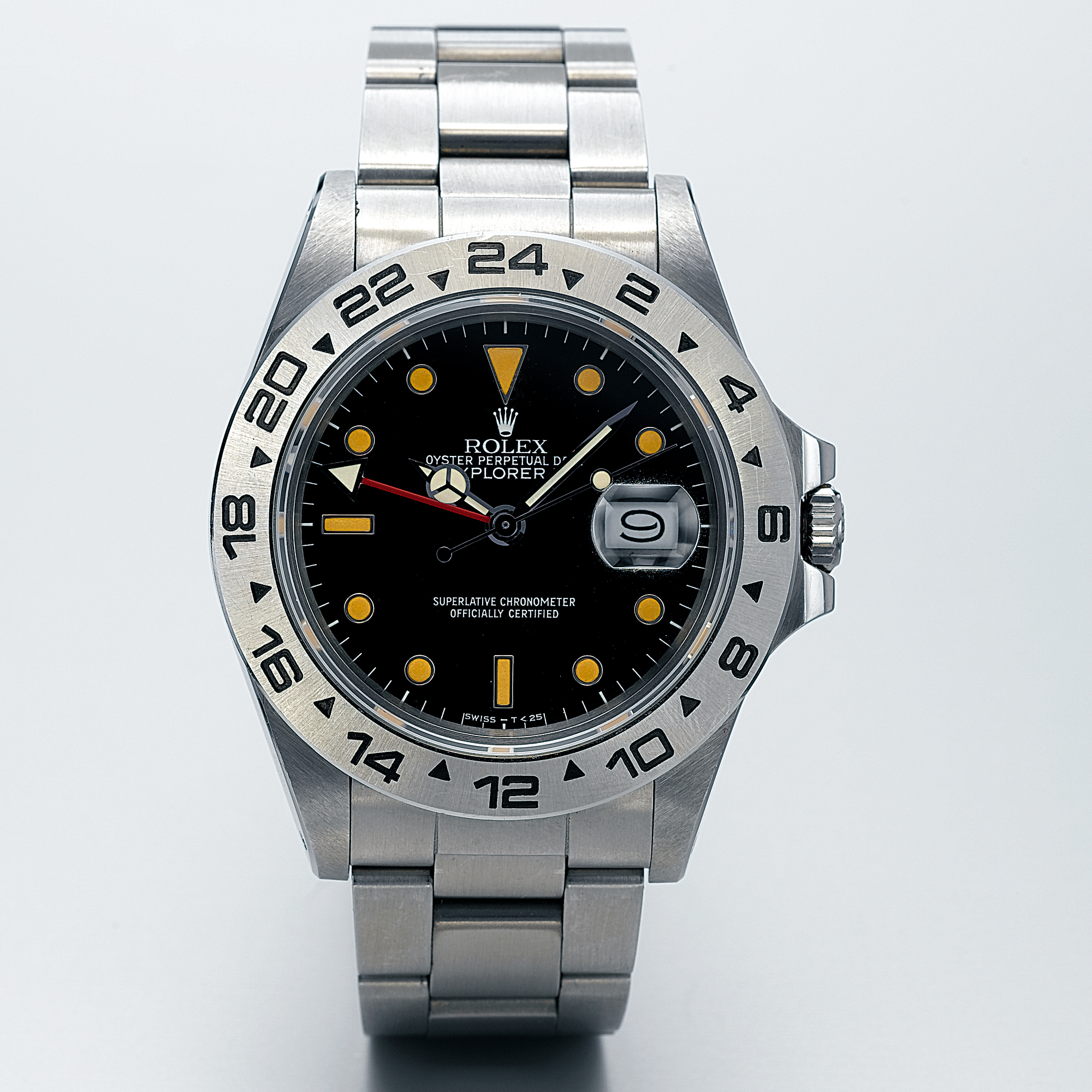 ROLEX, A STAINLESS STEEL AUTOMATIC SECONDS WRISTWATCH WITH DATE, 24 HOURS AND BRACELETCIRCA 1986 REF 16550 OYSTER PERPETUAL DATE EXPLORER II