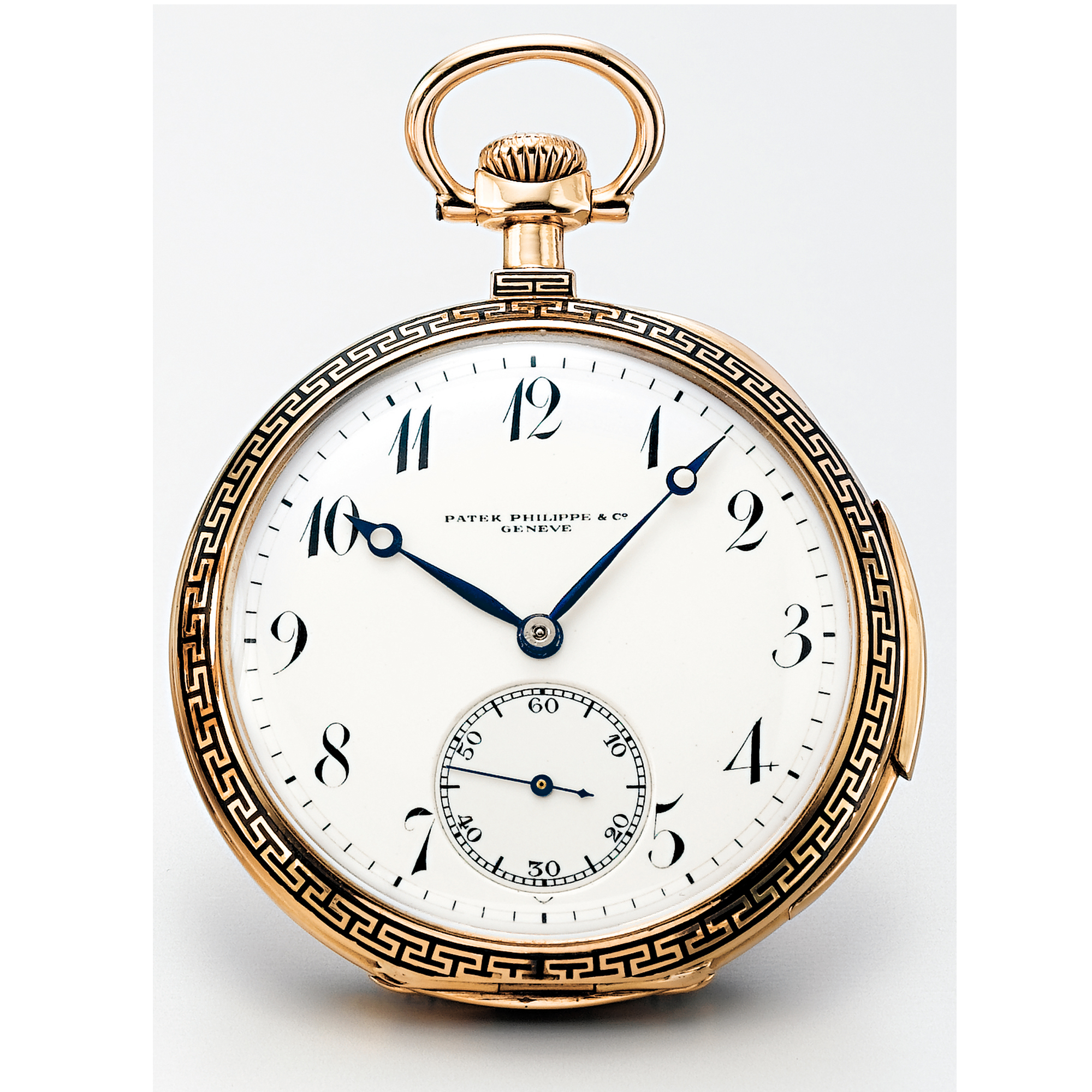 PATEK PHILIPPE, A GOLD AND ENAMEL OPEN-FACED MINUTE REPEATING KEYLESS LEVER WATCH CIRCA 1913 MVT 157493 CASE 276832