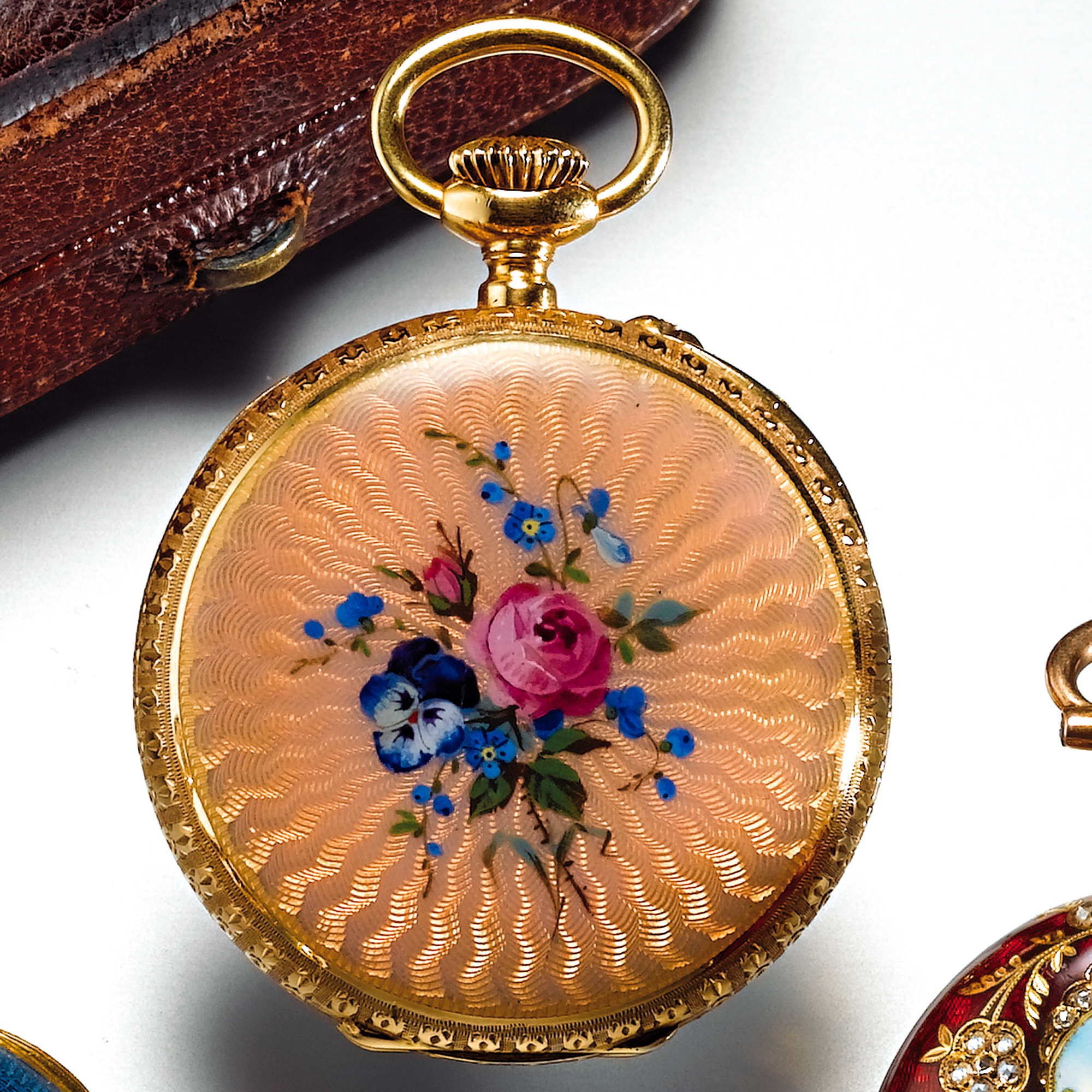 PATEK PHILIPPE, A RARE LADY'S GOLD AND ENAMEL KEYLESS LEVER PENDANT WATCH1893 MVT 101217 CASE 213654