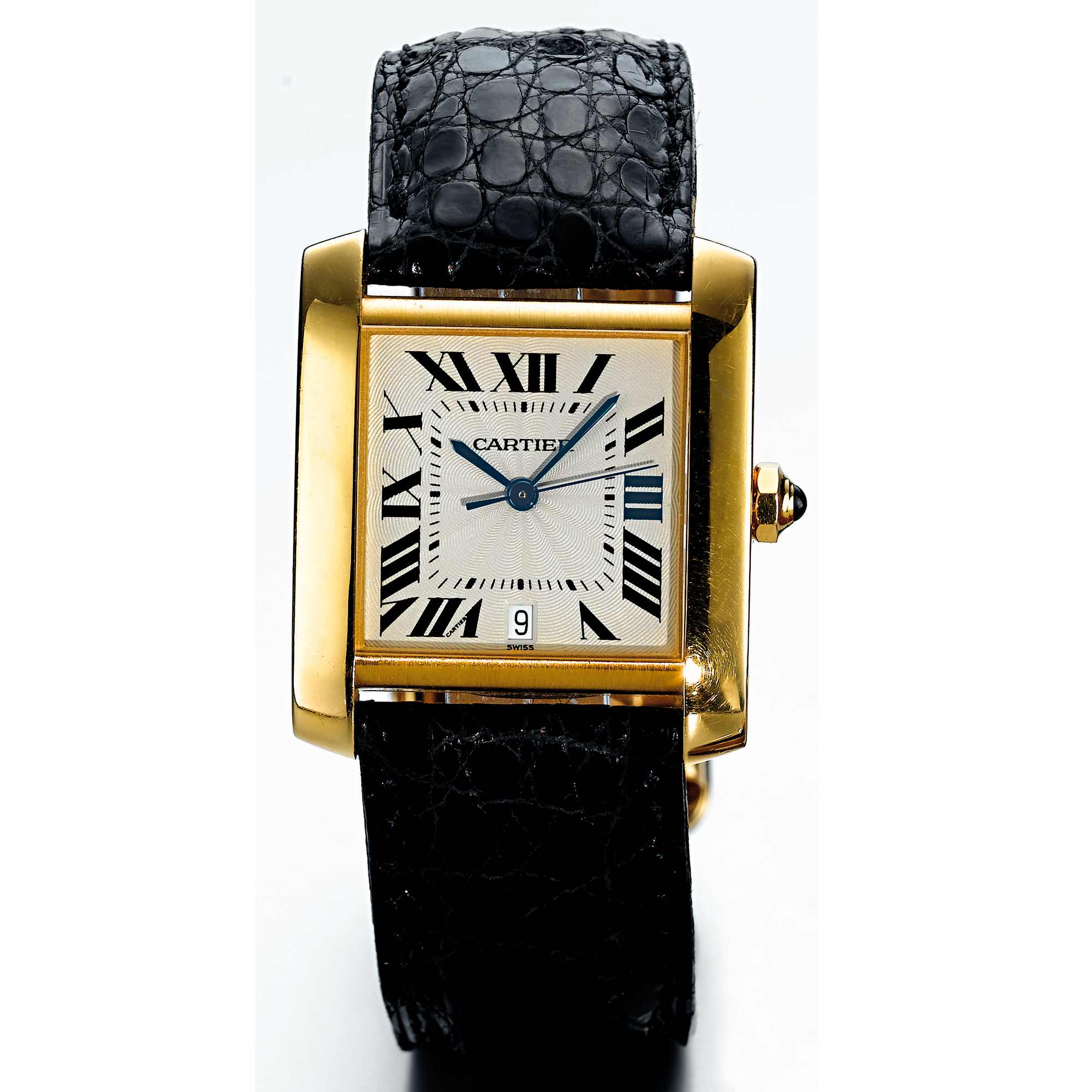 CARTIER, A GOLD RECTANGULAR AUTOMATIC CENTRE SECONDS WRISTWATCH WITH DATECIRCA 2004 TANK FRANÇAISE
