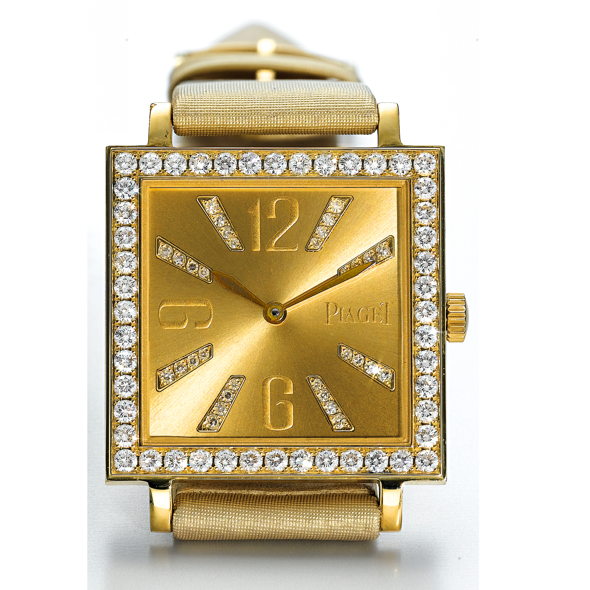 PIAGET, A LADY'S GOLD AND DIAMOND SQUARE WRISTWATCHCIRCA 2005