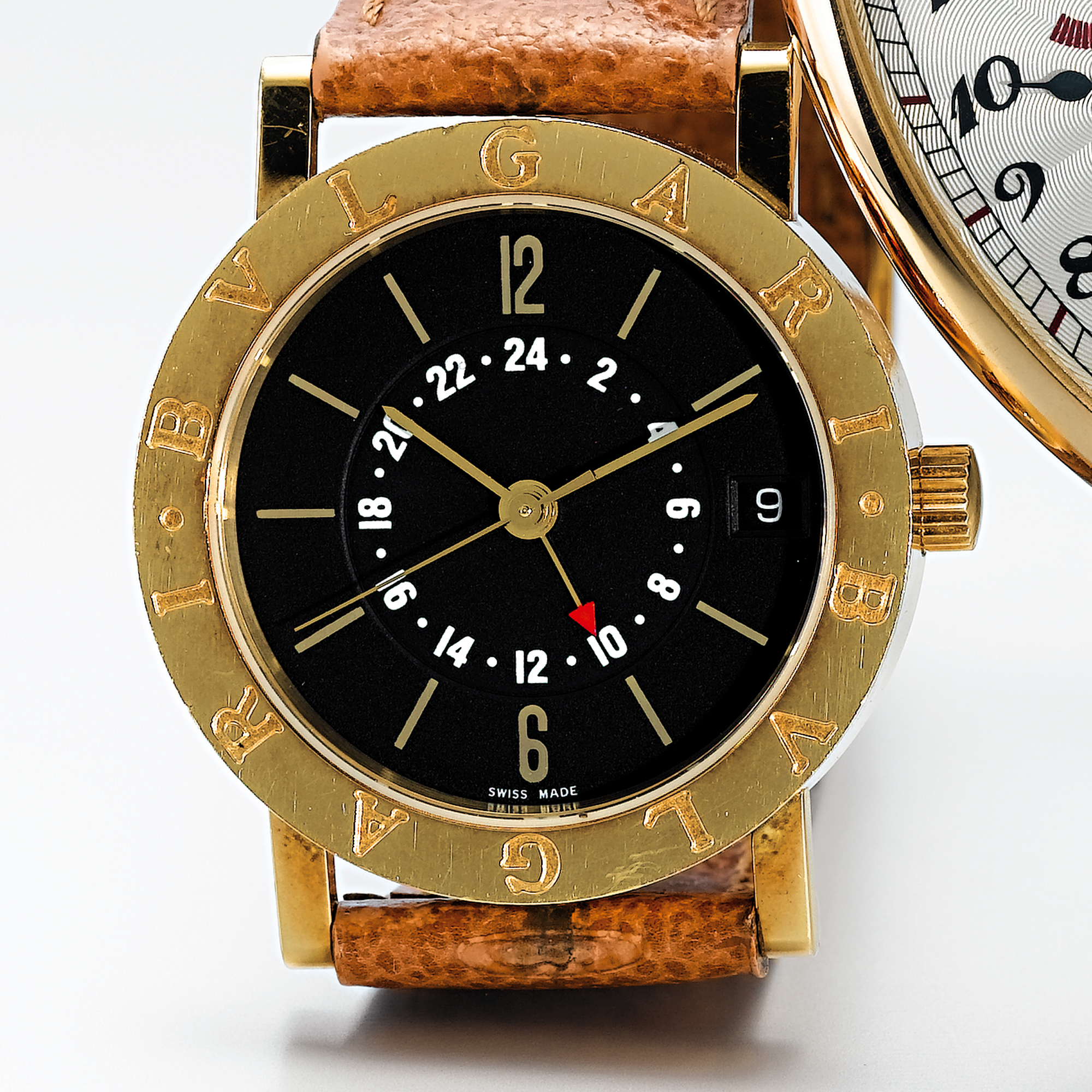 BVLGARI, A GOLD AUTOMATIC CENTRE SECONDS DUAL TIME ZONE WRISTWATCH CIRCA 2000