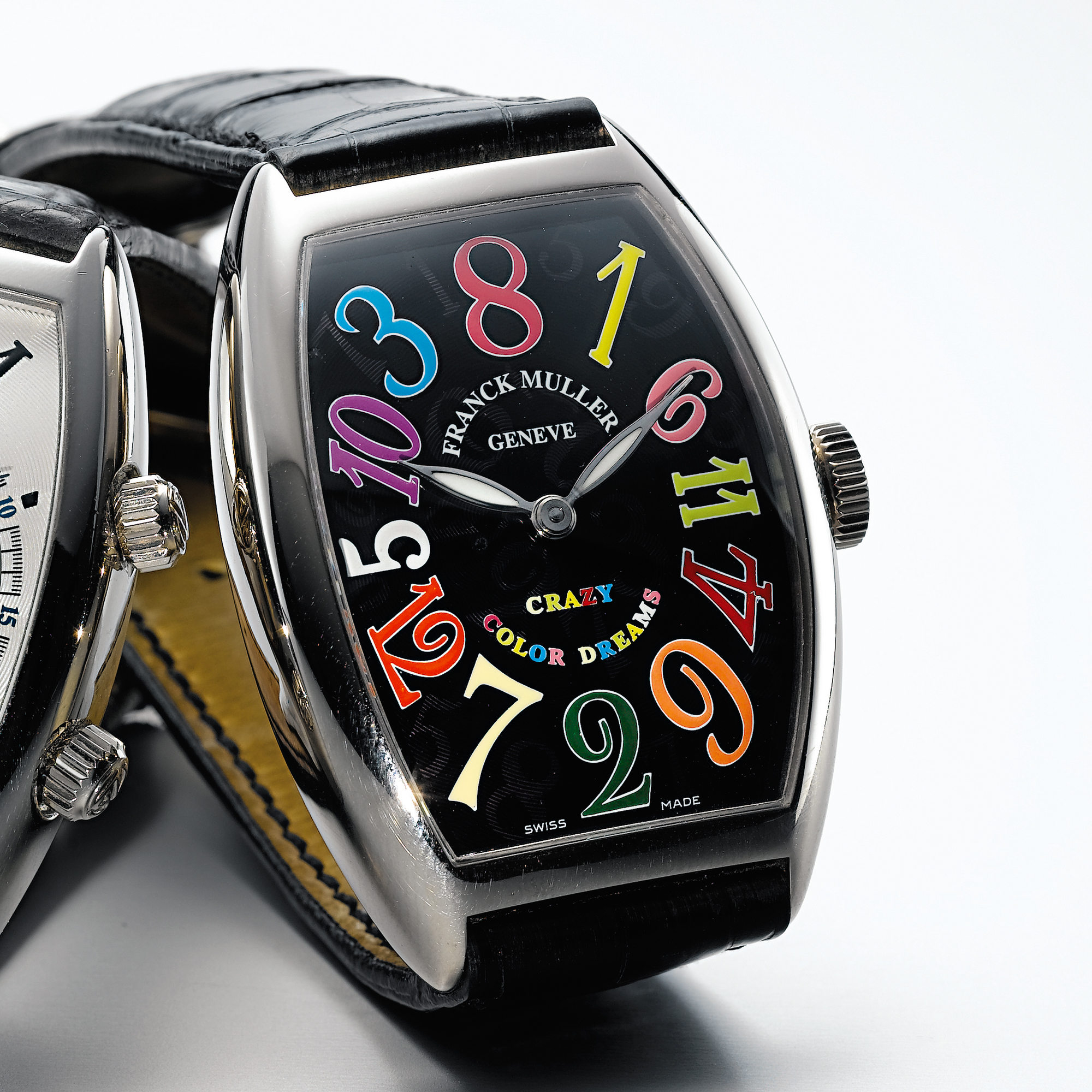 FRANCK MULLER, A WHITE GOLD TONNEAU FORM AUTOMATIC WRISTWATCHCIRCA 2005 REF 5850 CH CRAZY COLOR DREAMS NO. 168