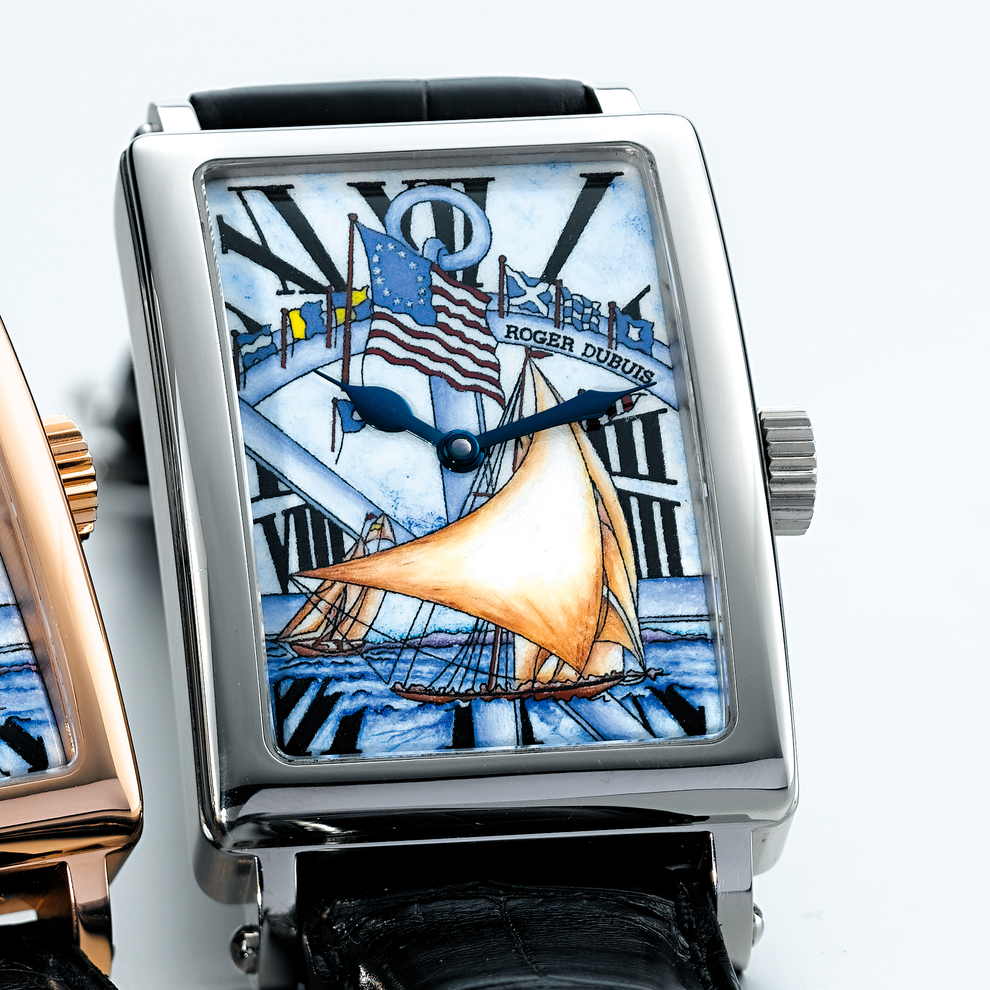 ROGER DUBUIS, A FINE WHITE GOLD LIMITED EDITION RECTANGULAR WRISTWATCH WITH ENAMEL DIAL CIRCA 2007 MUCH MORE 18/28