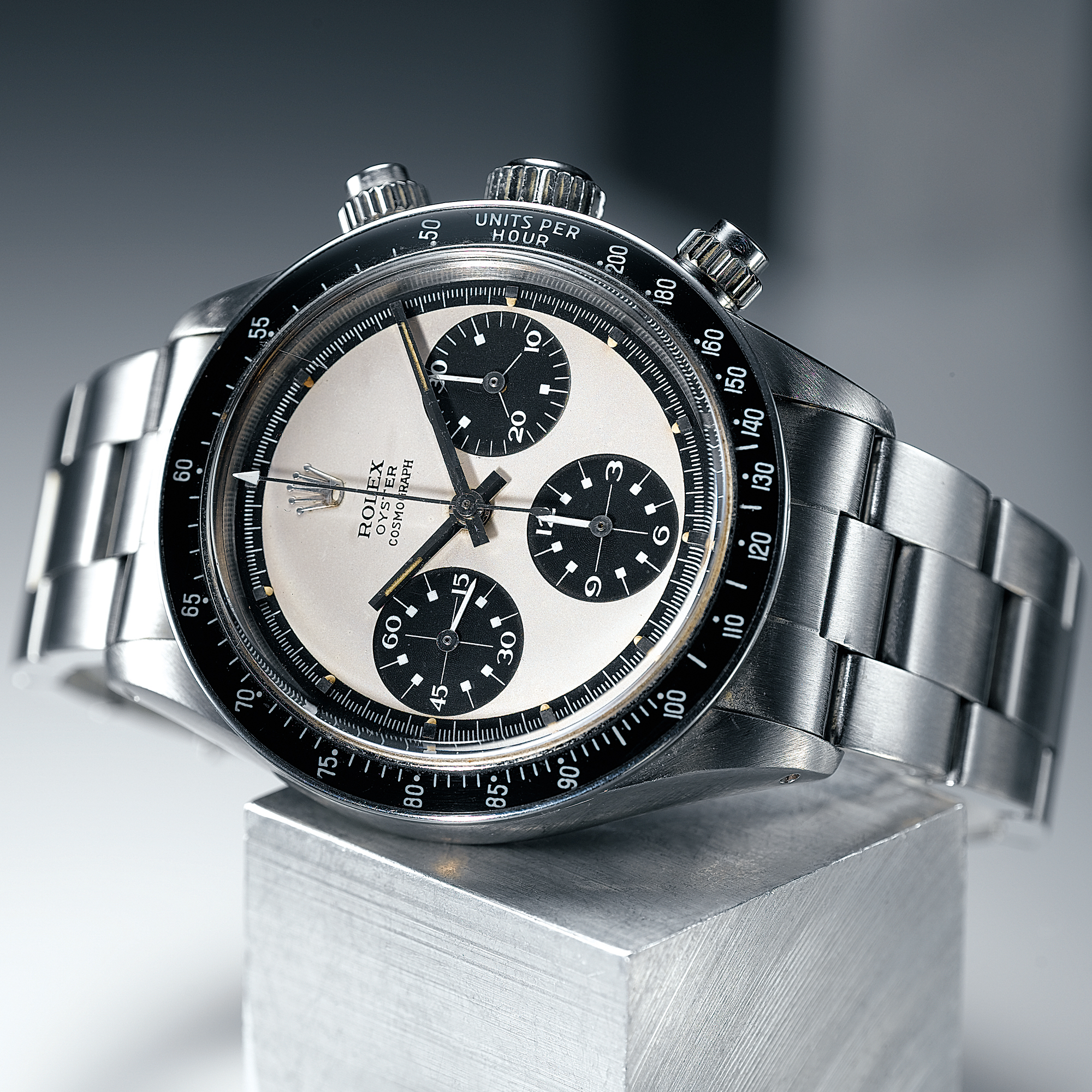 ROLEX, A STAINLESS STEEL CHRONOGRAPH WRISTWATCH WITH REGISTERS AND BRACELETCIRCA 1967 REF 6263 OYSTER COSMOGRAPH DAYTONA 