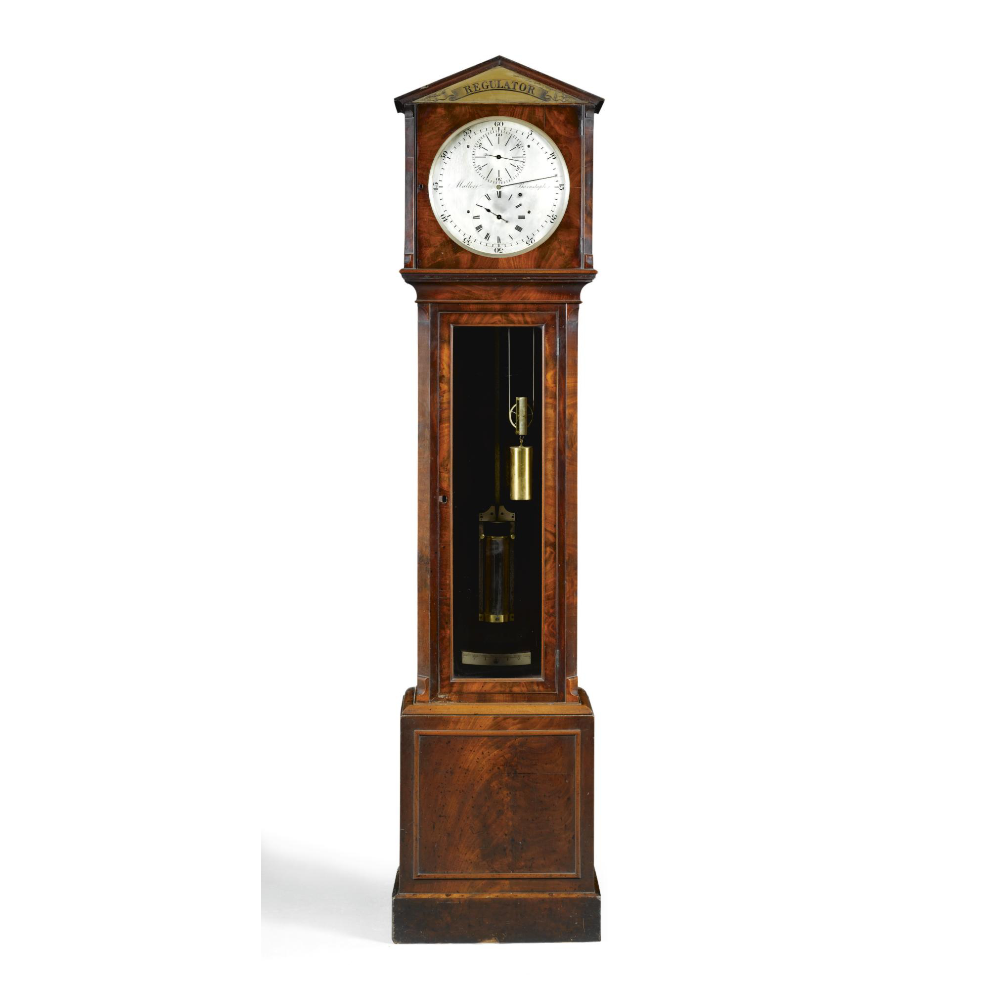A mahogany longcase regulator, John Mallett, Barnstaple, circa 1845