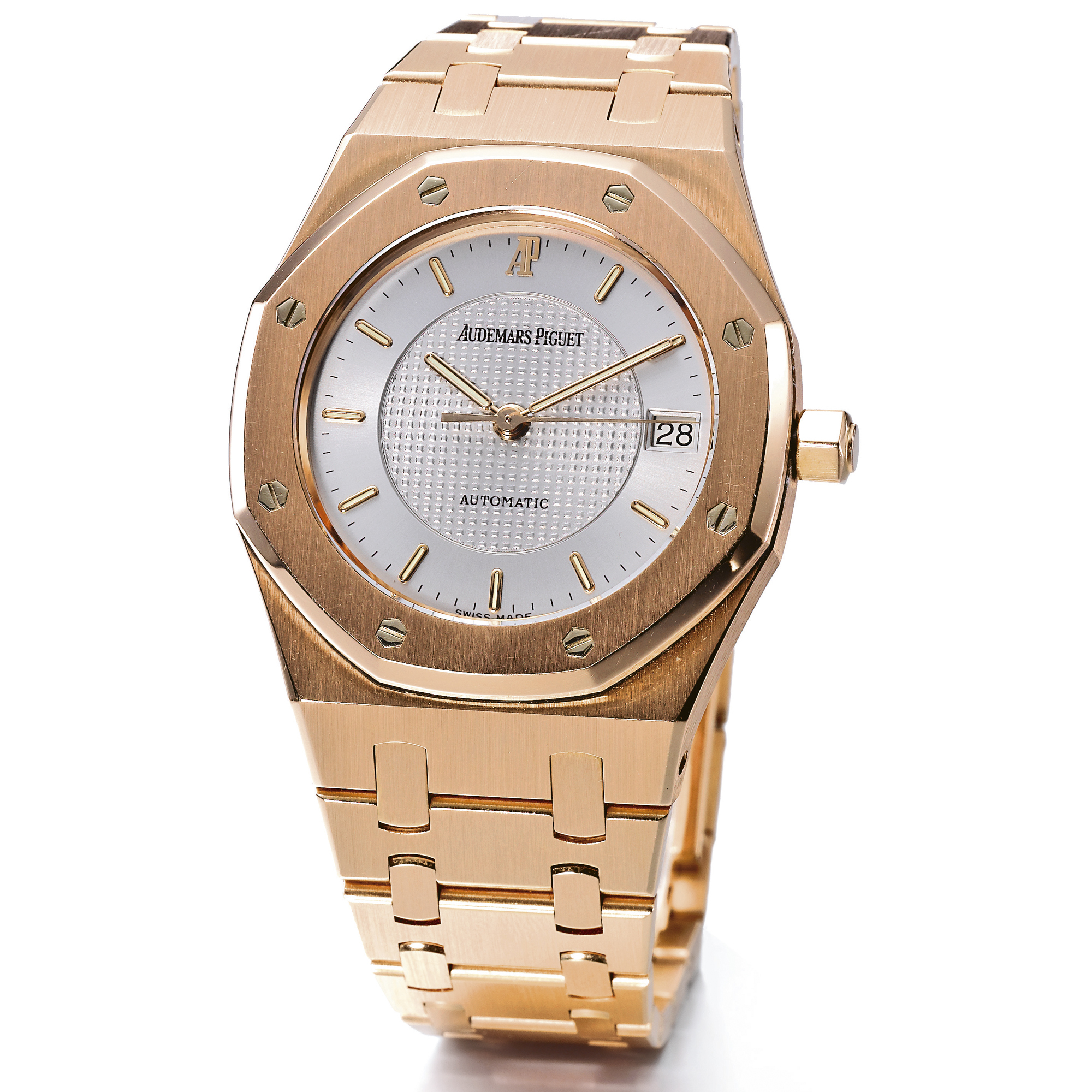 Audemars Piguet, A LIMITED EDITION PINK GOLD AUTOMATIC CENTER SECONDS WRISTWATCH WITH DATE AND BRACELET CIRCA 1998 ROYAL OAK
