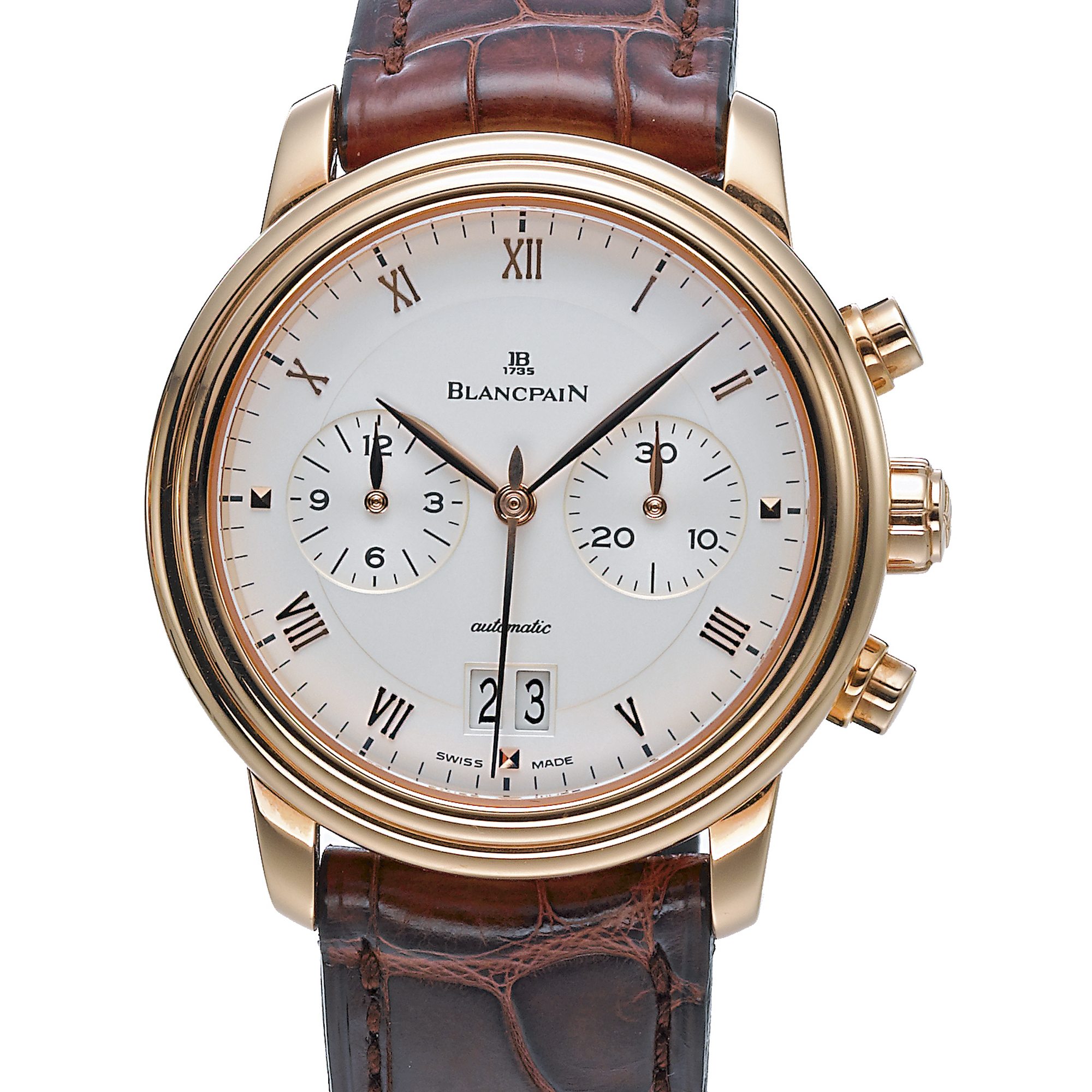 Blancpain, A LIMITED EDITION PINK GOLD AUTOMATIC PERPETUAL CALENDAR FLY BACK CHRONOGRAPH WRISTWATCH WITH REGISTERS MOON-PHASES AND LEAP YEAR INDICATION CIRCA 2000 NO 32/50