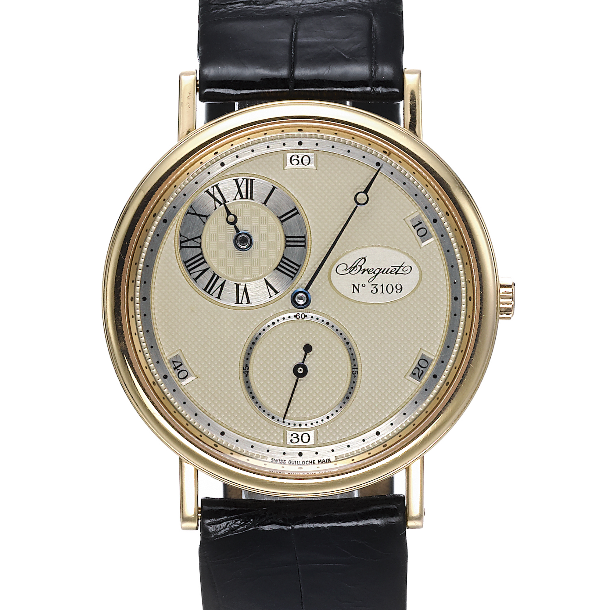 Breguet, A LIMITED EDITION GOLD WRISTWATCH WITH REGULATOR  DIAL CIRCA 1997 REF 3697 NO 65