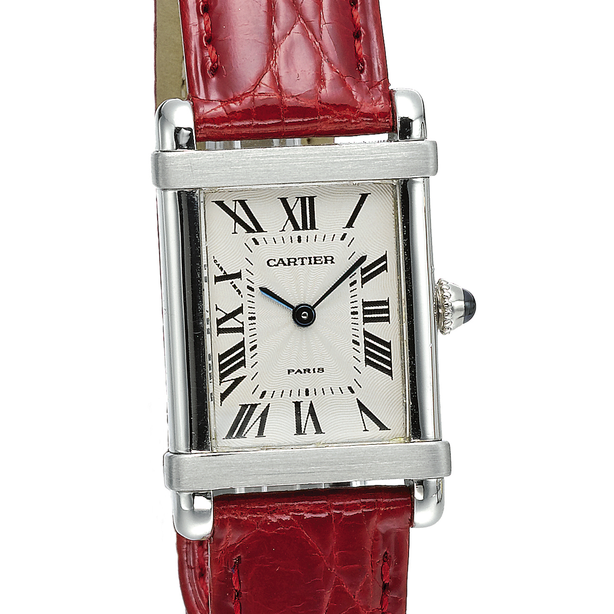 CARTIER, A LADY'S FINE PLATINUM RECTANGULAR WRISTWATCH CIRCA 1995 CHINESE TANK