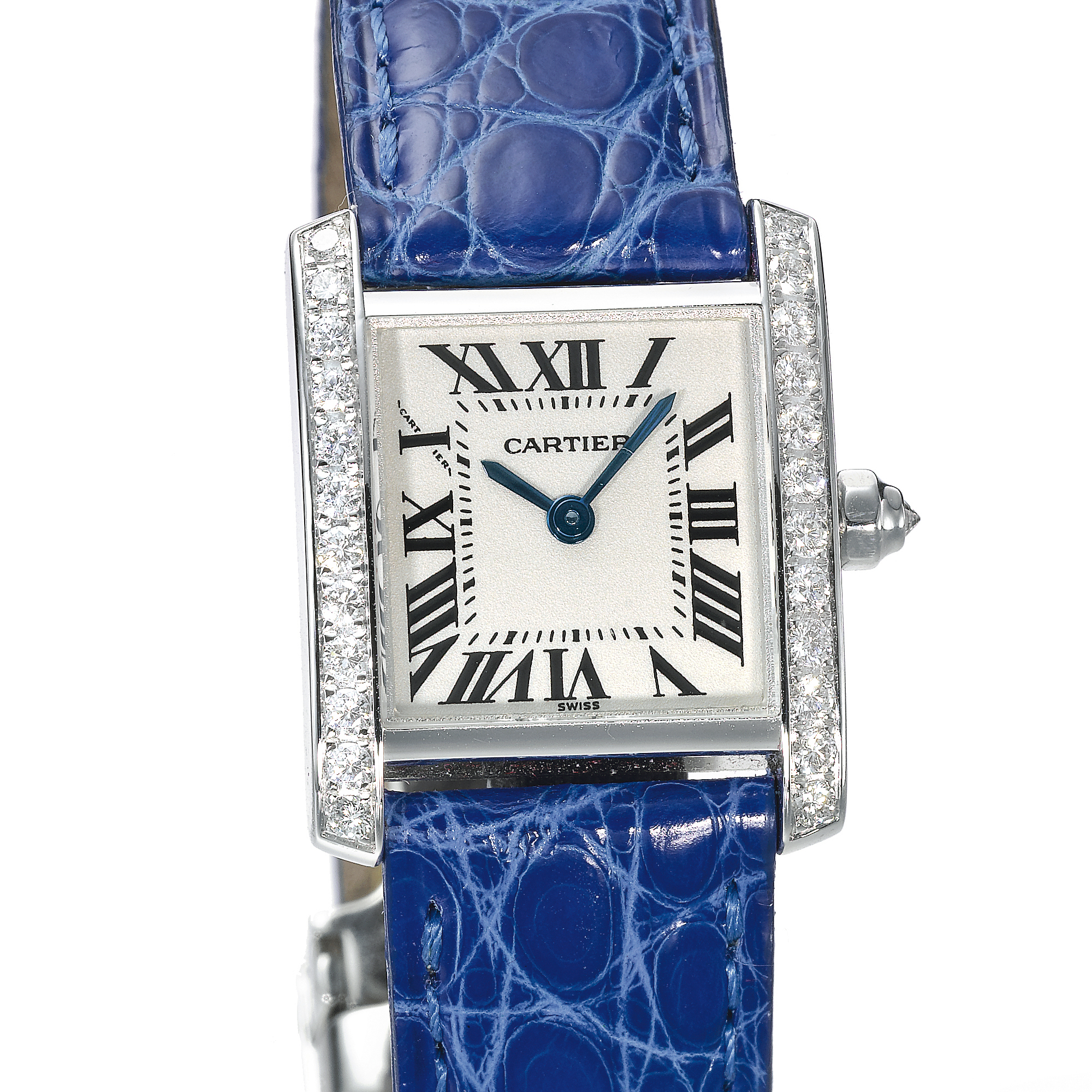 Cartier, A LADY'S FINE WHITE GOLD AND DIAMOND SET WRISTWATCH CIRCA 1998 TANK FRANÇAISE