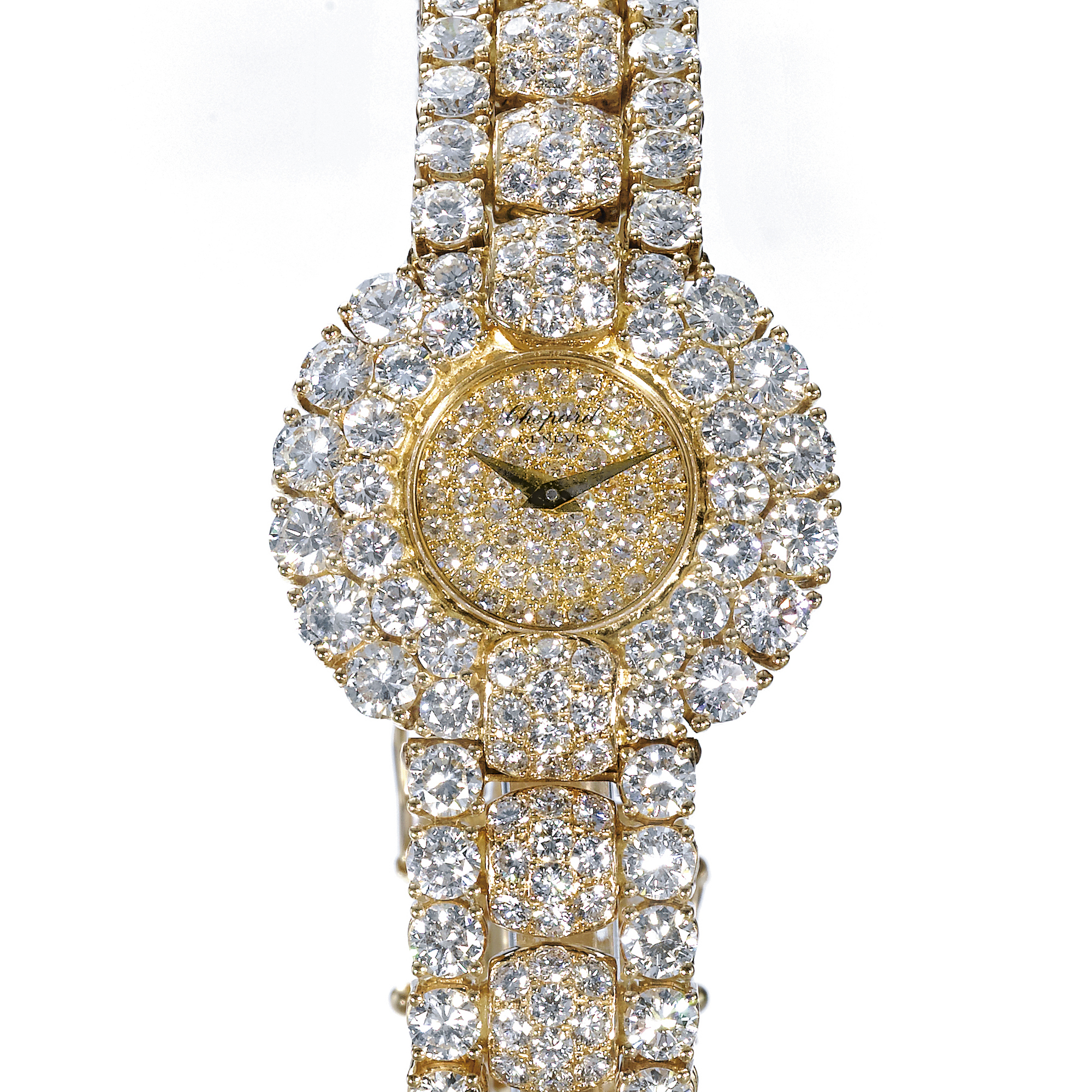 Chopard, A LADY'S GOLD AND DIAMOND SET BRACELET WATCH CIRCA 2000