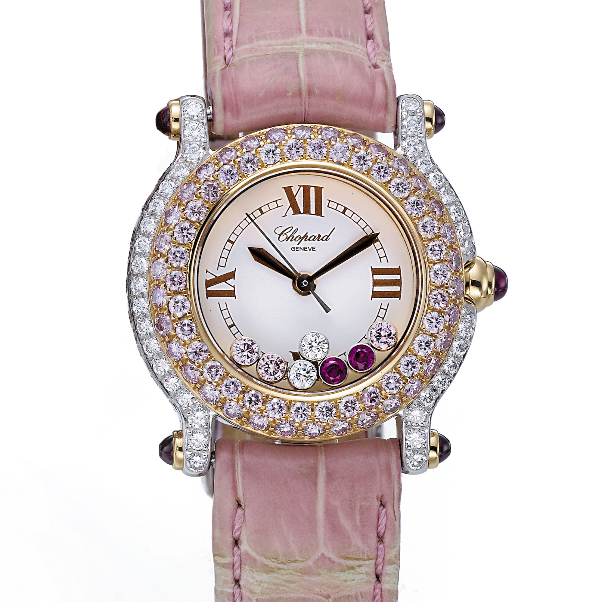 Chopard, A LADY'S TWO COLOUR GOLD, DIAMOND, PINK DIAMOND WRISTWATCH CIRCA 1998 HAPPY SPORT