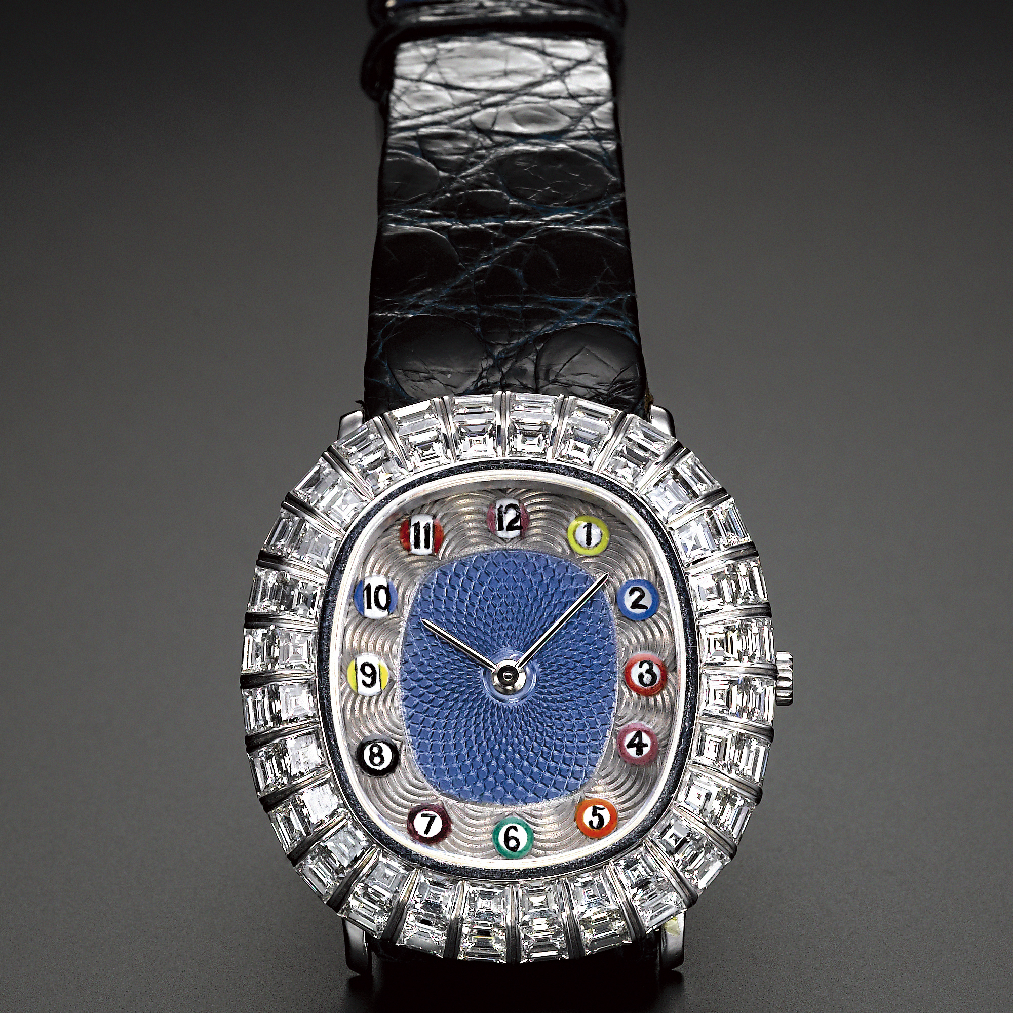 Audemars Piguet, AN ONLY KNOWN WHITE GOLD AND DIAMOND SET OVAL FORM WRISTWATCH CIRCA 1994 D34442 'BILLARDS' NO 1/1