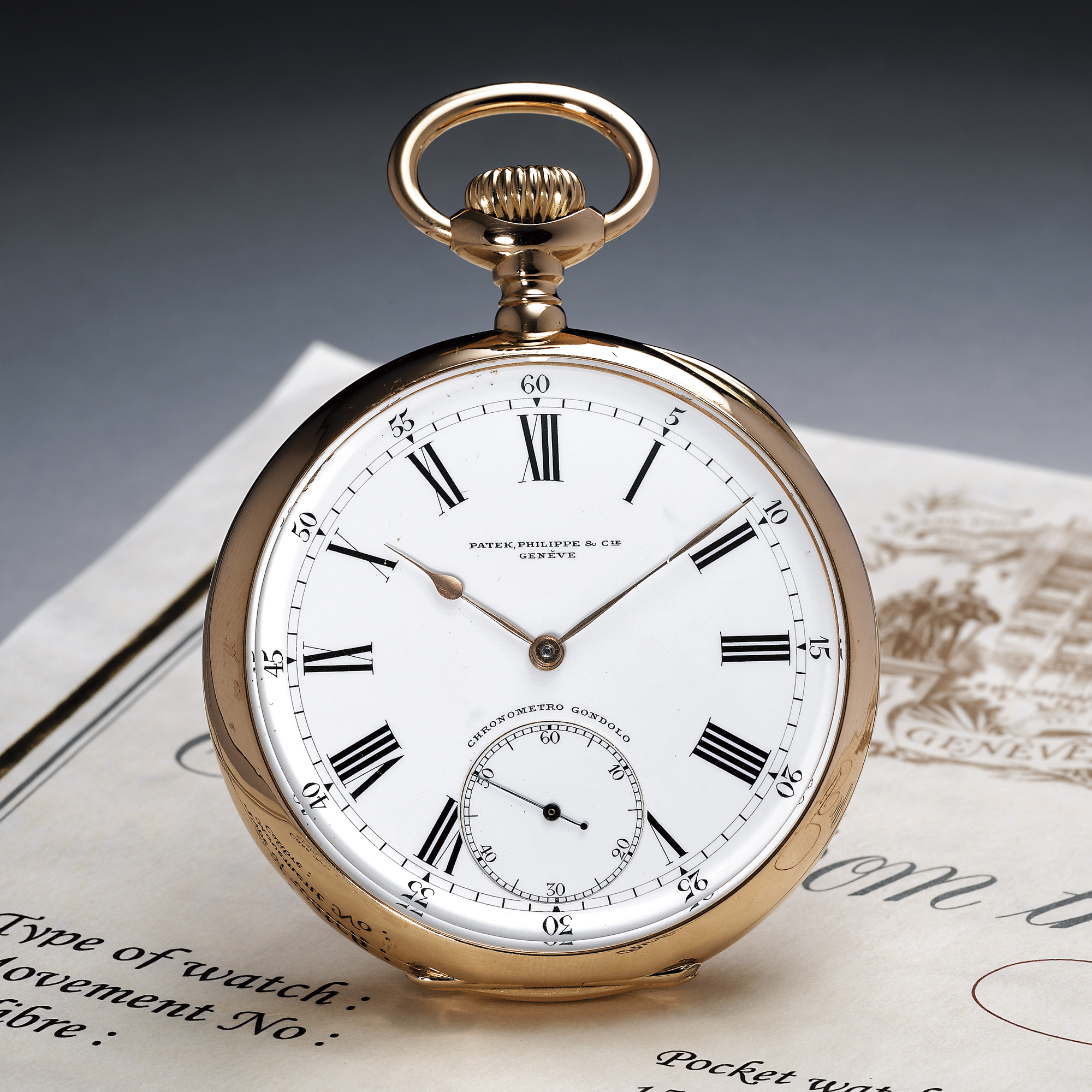 Patek Philippe, A OVERSIZED FINE PINK GOLD KEYLESS LEVER OPEN-FACED WATCH CIRCA 1891 MVT 151284 CASE 254353 CHRONOMETRO GONDOLO